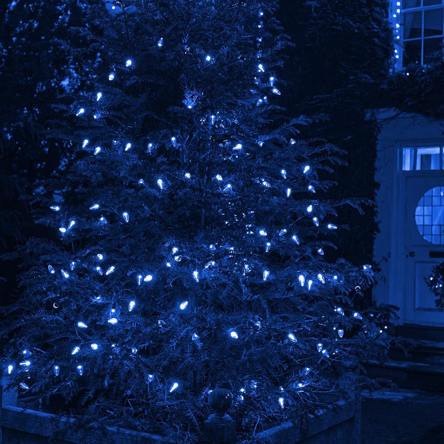 Dazzle Bright 100 LED C6 33 FT Waterproof Connectable Green Wire Fairy Lights, 8 Modes Christmas String Lights for Indoor Outdoor Home Garden Yard Xmas Tree Decorations (Blue)