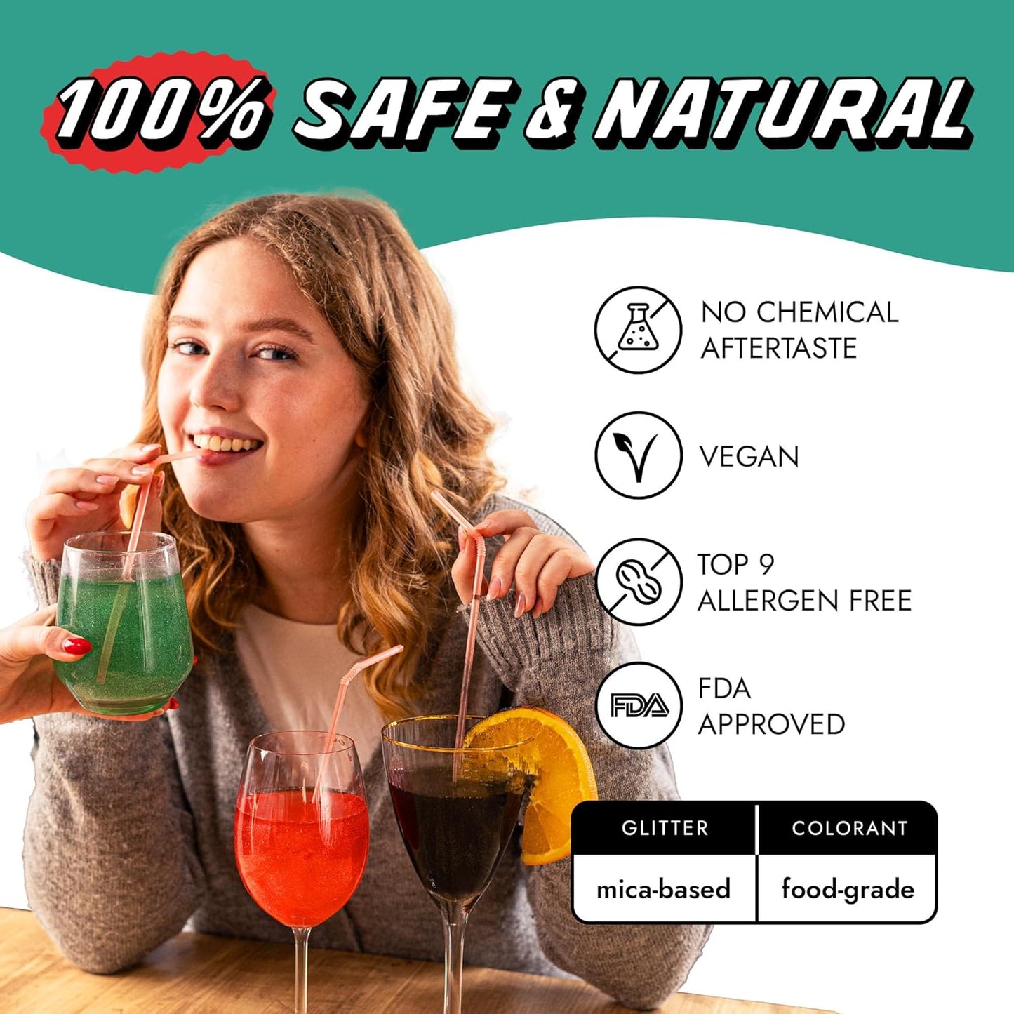 MONÉGASQUE Mint Green Edible Glitter for Drinks 10g – Edible Glitter for Cakes & Cocktails – Green Food Coloring Spray for Cake Decorations – Halloween Cocktail Drink Shimmer Powder – Cake Sprinkles