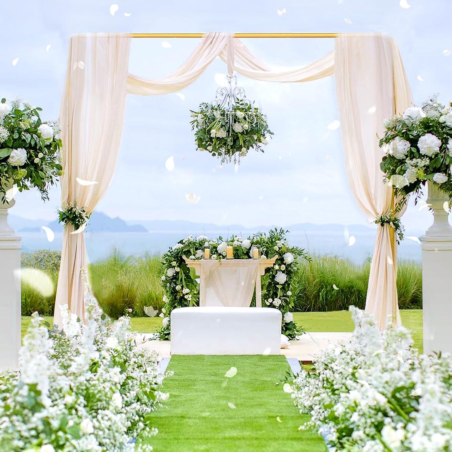 Gold Wedding Arch Backdrop Stand, 6.6FT x 6.6FT Square Arch Stand Gold Metal Balloon Arch Stand for Ceremony Party Birthday Party