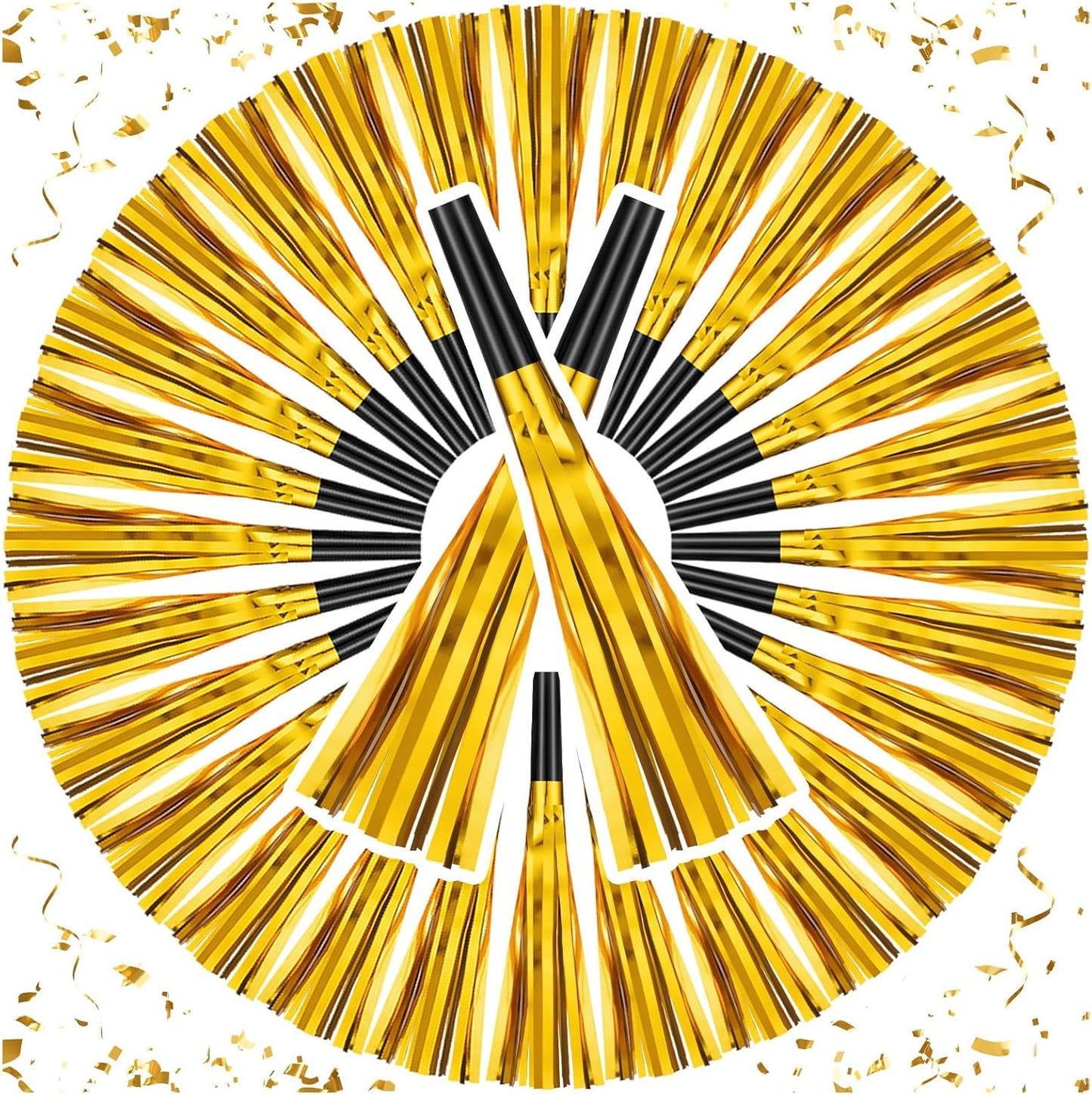 36 Pcs Noise Makers Birthday Blowers Glitter Metallic Fringed Party Blow Horns for Birthday Baby Shower Wedding Graduation Sporting New Year Party Favors Supplie（Gold）