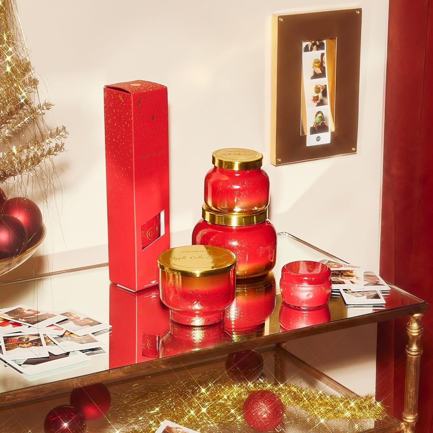 Capri Blue Glimmer Jar Candles - Luxury Holiday Scented Candles for Home - Long Lasting Soy Wax Blend - Scented Holiday & Home Decor - Apple Cider Social Inverted Jar (10 oz)