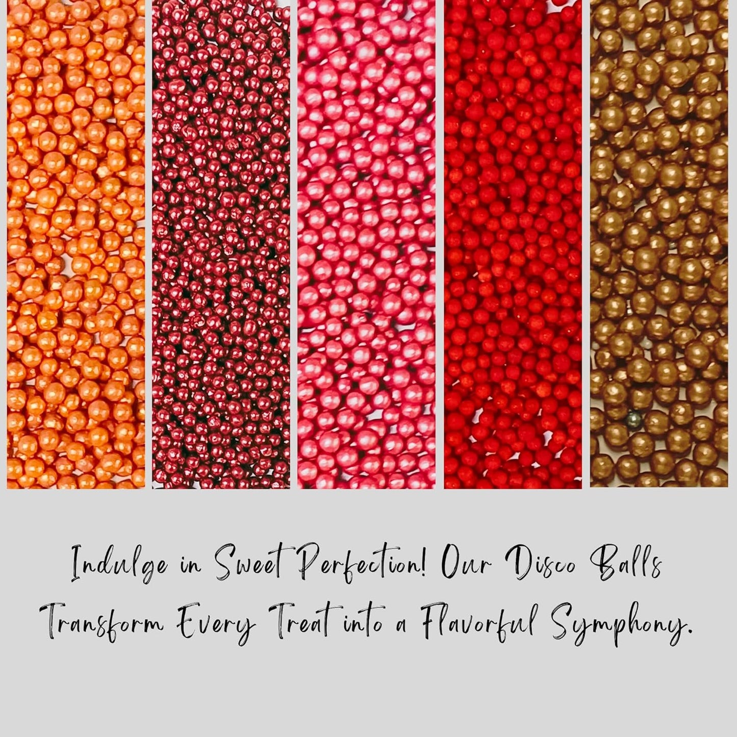 Confect Pearl Sprinkles | Edible Disco Ball Sprinkles for Cakes & Cupcakes Decoration | Pack of 5 Mix Bright Orange, Copper, Pink, Red & Bronze Dragees - Carnival |Vegan, Gluten-Free, Nut-Free, Soy-Free, Dairy-Free, Palm Oil-Free- 5 Oz