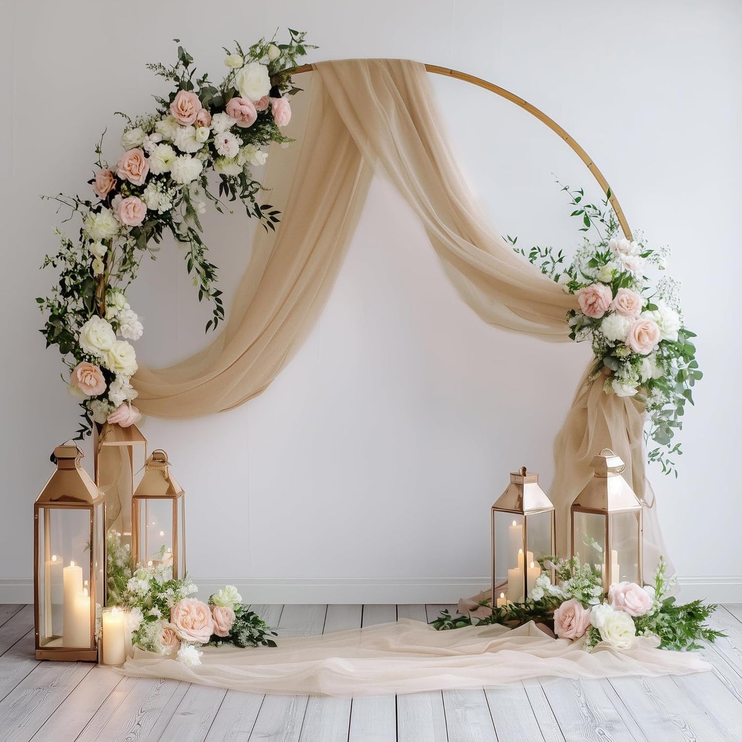 Wedding Arch Draping Fabric 6 Panels 28.7" x 20FT Nude Sheer Chiffon Backdrop Drapes for Wedding Ceremony Birthday Party Bridal Shower Outdoor Decoration