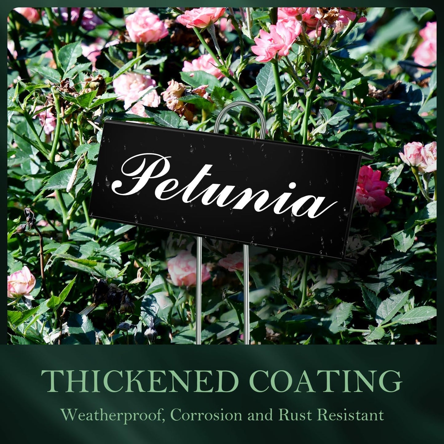 50 Pack Metal Plant Labels for Outdoor Garden Waterproof Plant Markers, Labels Garden Markers for Seedlings Herbs Vegetable Greenhouse Gifts, with Pen - Black