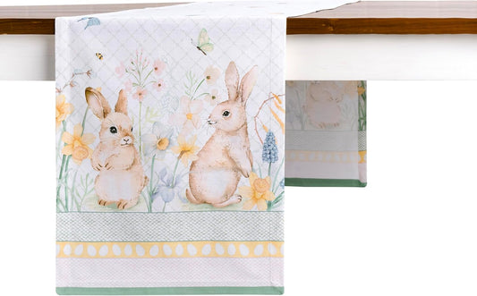 Maison d' Hermine Table Runner 100% Cotton Single Layer Table Runners 72 inches Long Decorative for Kitchen Dining Party Baby Shower Wedding Bridal Shower Spring Summer (Easter Dew , 14.50" x 72")