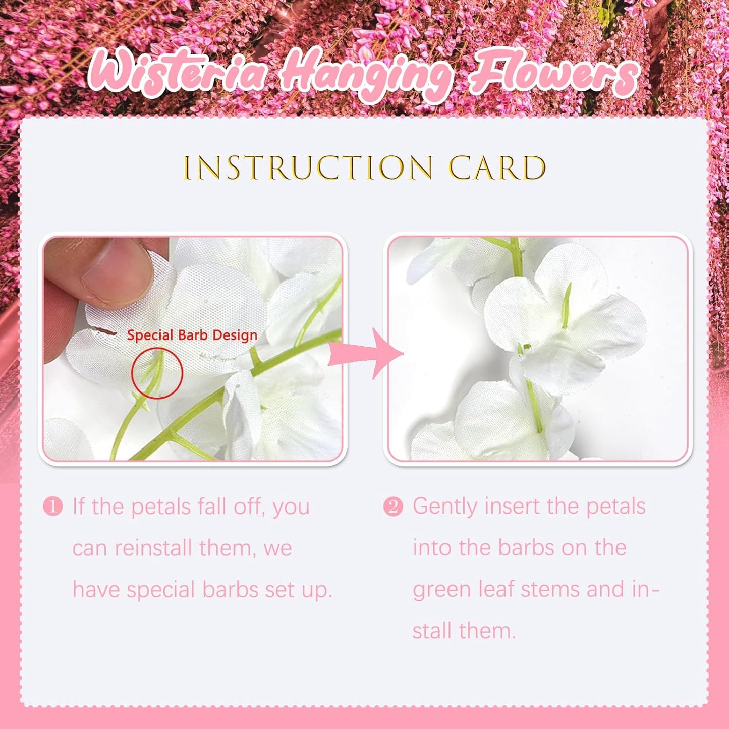 5 Pack Dark Pink Wisteria Hanging Flowers, 3.44 Ft Fake Hanging Flowers, Artificial Wisteria Garland Vines for Wedding Room Backdrop Outdoor Patio Garden Decoration