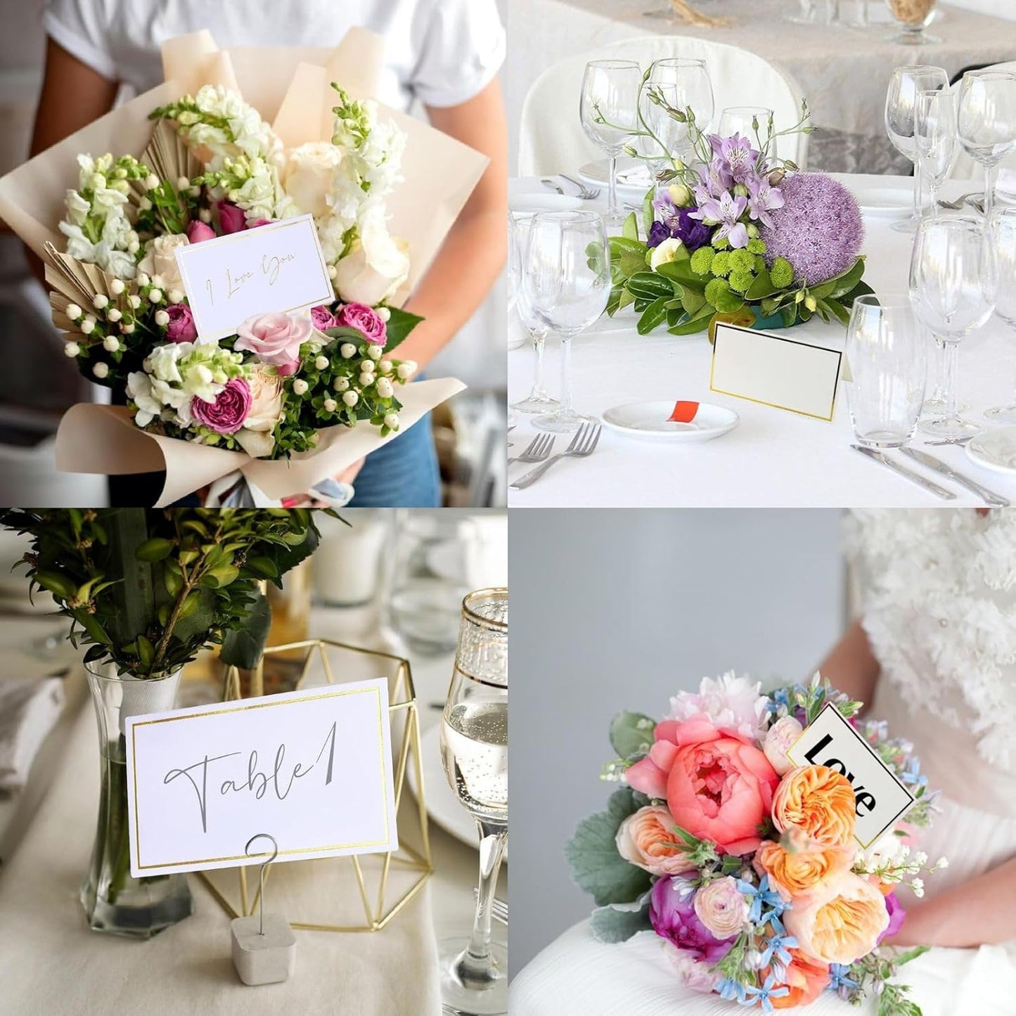 50Pcs Table Place Cards Wedding Name Cards with Gold Foil Border White Blank Small Tent Card for Table Setting Wedding Birthday Dinner Party (Gold)