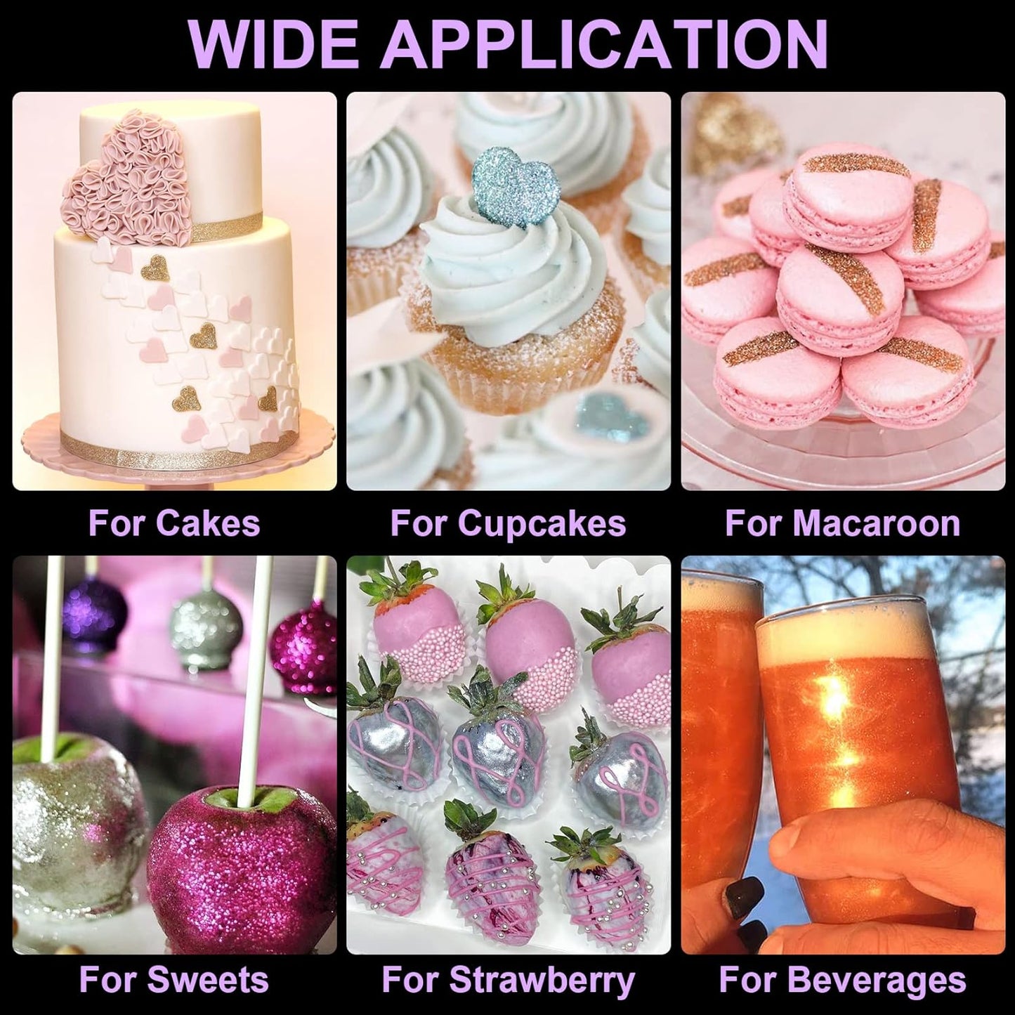 Edible Glitter - 10 Colors Luster Dust Edible Set for Drinks, Food Grade Edible Glitter Dust for Cake Decorating, Cocktail, Fondant, Strawberries, Candy, Cookie, Chocolate. Vegan and Gluten Free - 4g/bottle