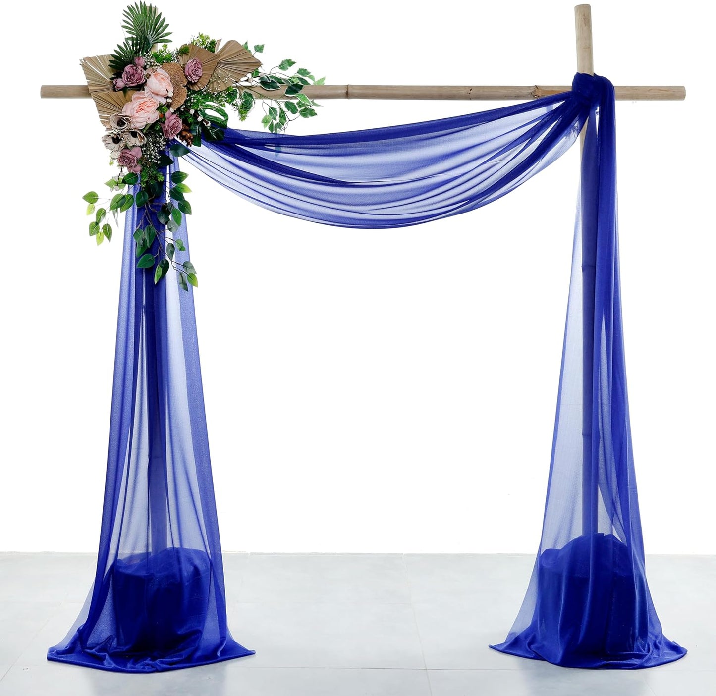 VDS Pack of 1 Panel (30 Inch X 50 Feet) Wedding Arch Draping Fabric Sheer Chiffon Fabric Drapery for Wedding Ceremony Reception Swag Backdrop Canopy Chuppah ARBO Altars Decoration (Royal Blue)