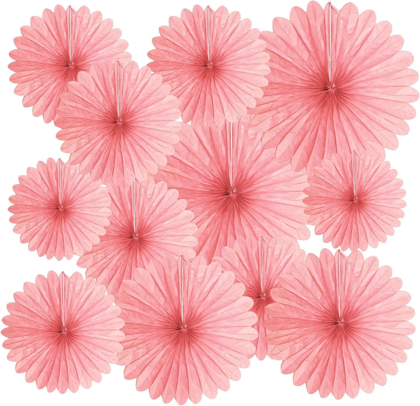 20 Pcs Light Pink Hanging Paper Fan, Hanging Honeycomb Round Paper Fans for Weddings, Birthdays, Christmas, Baby Showers, Classroom, Events Ceiling Party Supplies Decorations