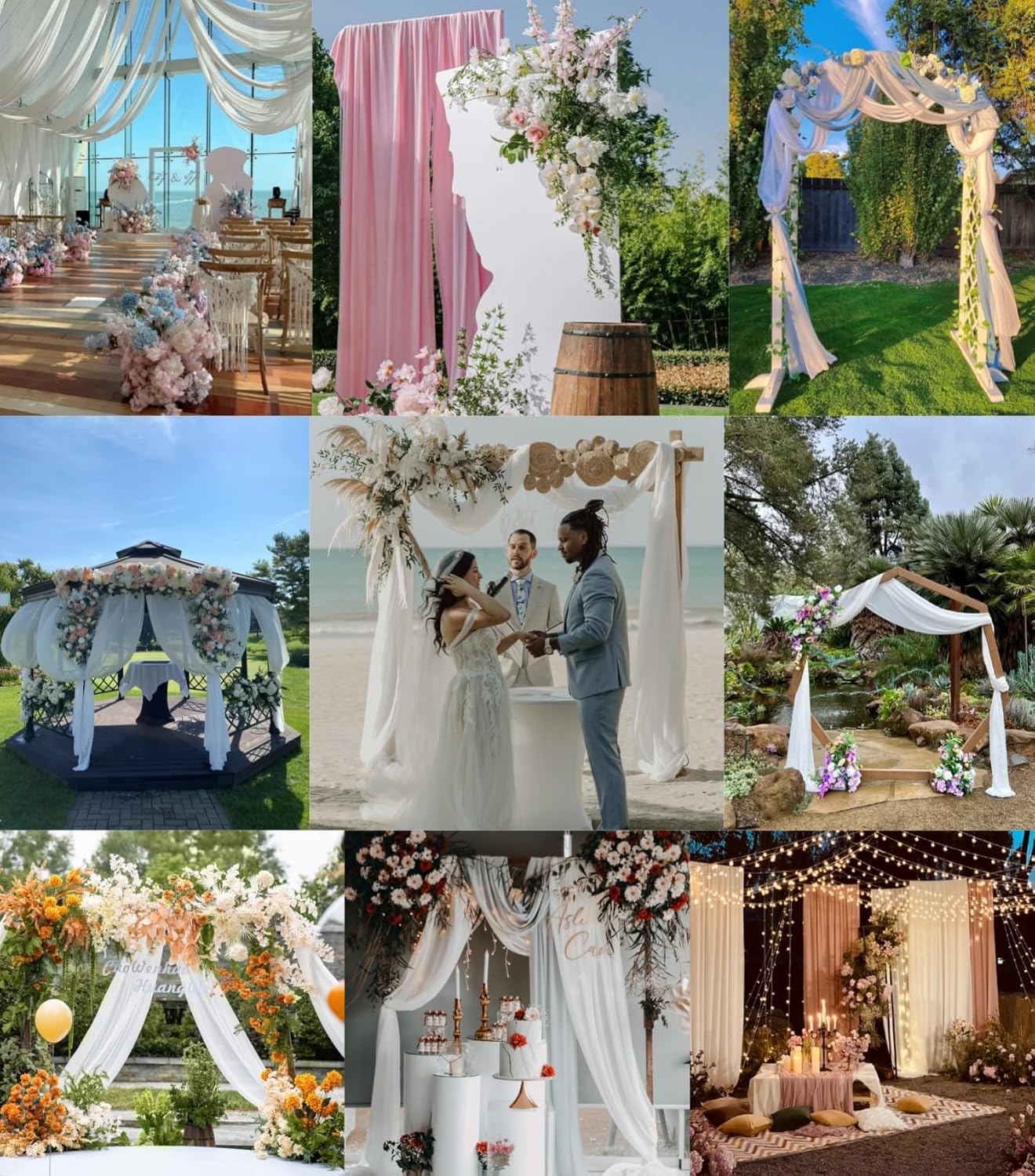 White Wedding Arch Draping Fabric 4 Panels 29" x 20 FT White Drapes for Backdrop Sheer Curtains Wedding Drapes for Romantic Bridal Baby Shower Ceremony Birthday Party Fall Outdoor Events
