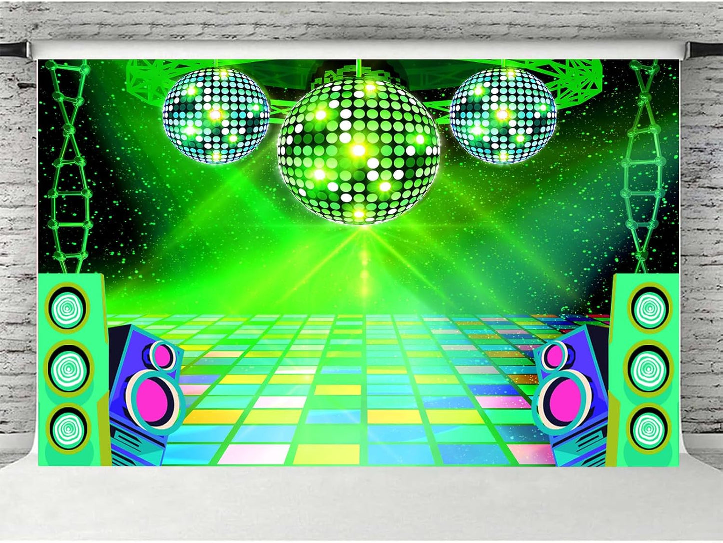 Dance Party Backdrop Retro 80s 90s Theme Stage Dance Ball Music Birthday Party Decoration DJ Photography Background 5 x 3 ft for Baby Shower Picture Photo Shoot Polyester Fabric, Red