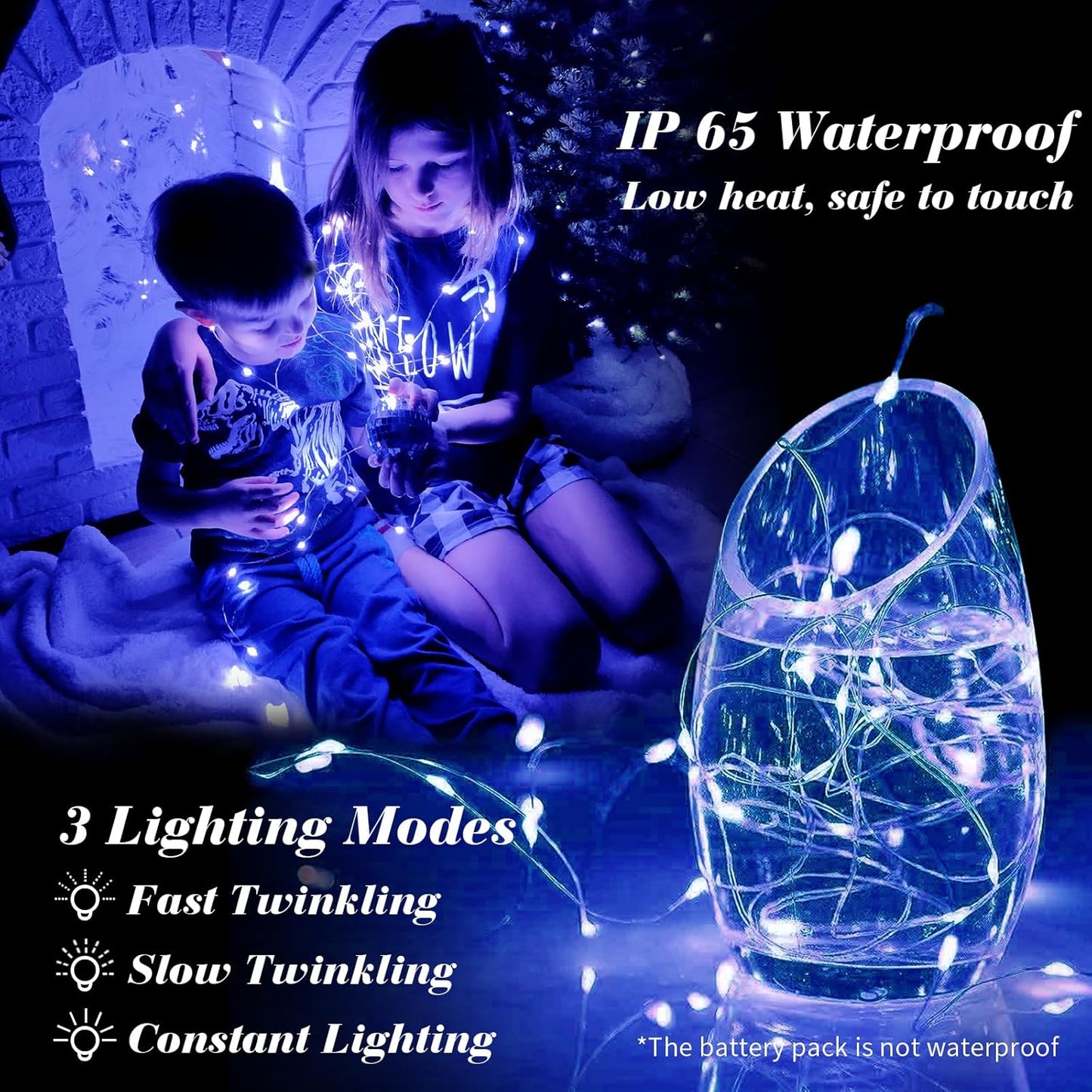 ZGWJ 12 Pack Fairy Lights Battery Operated, 7ft 20 Mini LED Fairy String Lights Silver Wire 3 Modes for DIY, Parties, Wedding, Bedroom, Halloween Christmas Decoration Blue