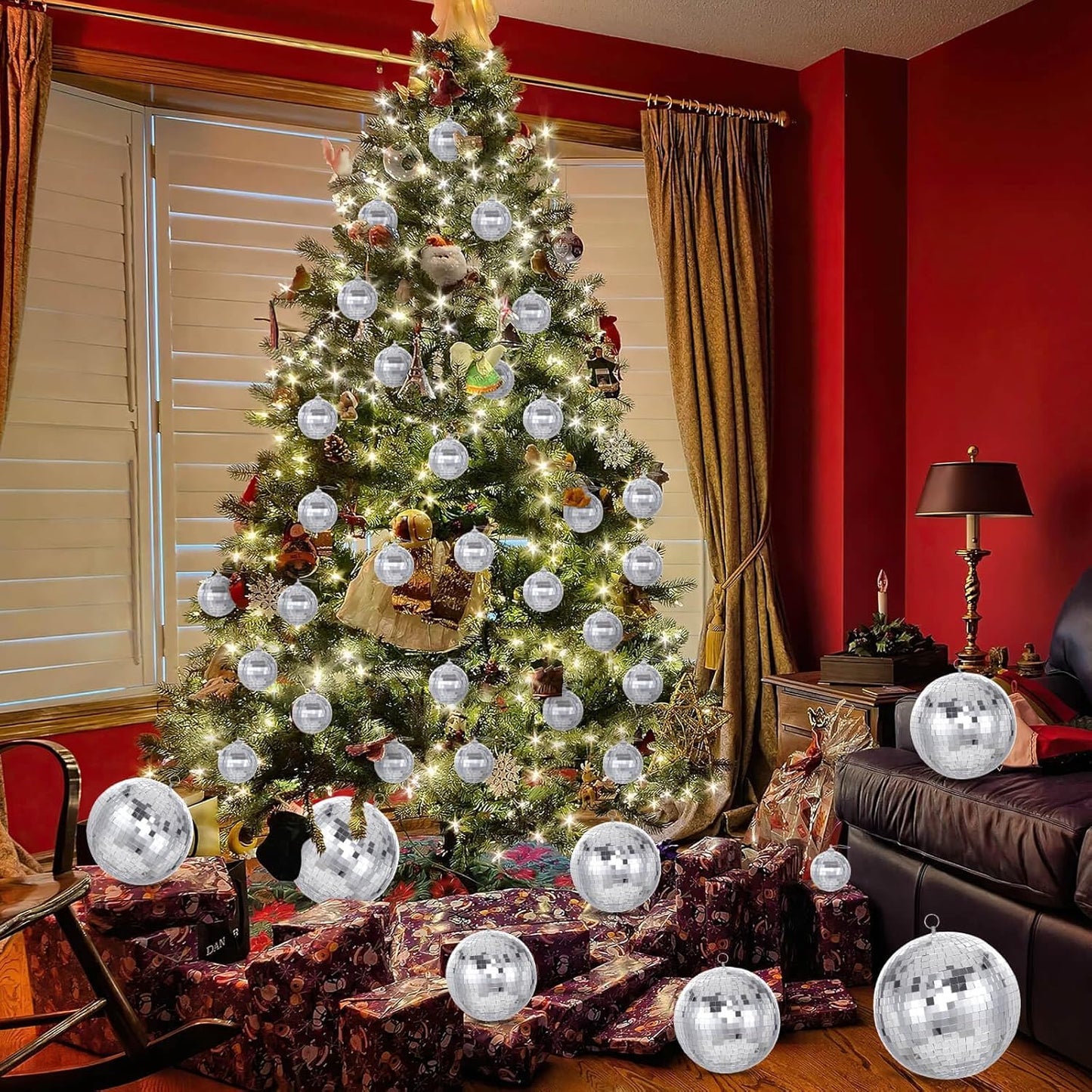 Large Mirror Disco Ball Bright Hanging Disco Ball: 6 Pcs Silver Reflective Mirror Ball - Disco Party 70s Ballroom Dance Music Festivals Decoration (10'', 8'', 3.2'')