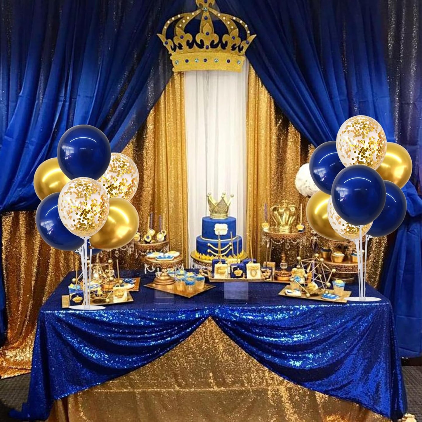 TONIFUL 4 Set Navy Blue Gold Balloon Centerpieces for Table,Balloons Stand Kit for Graduation Decorations 2025 Class of 2025 Party Decorations,New Year,Anniversary,Homecoming,Birthday Decoration