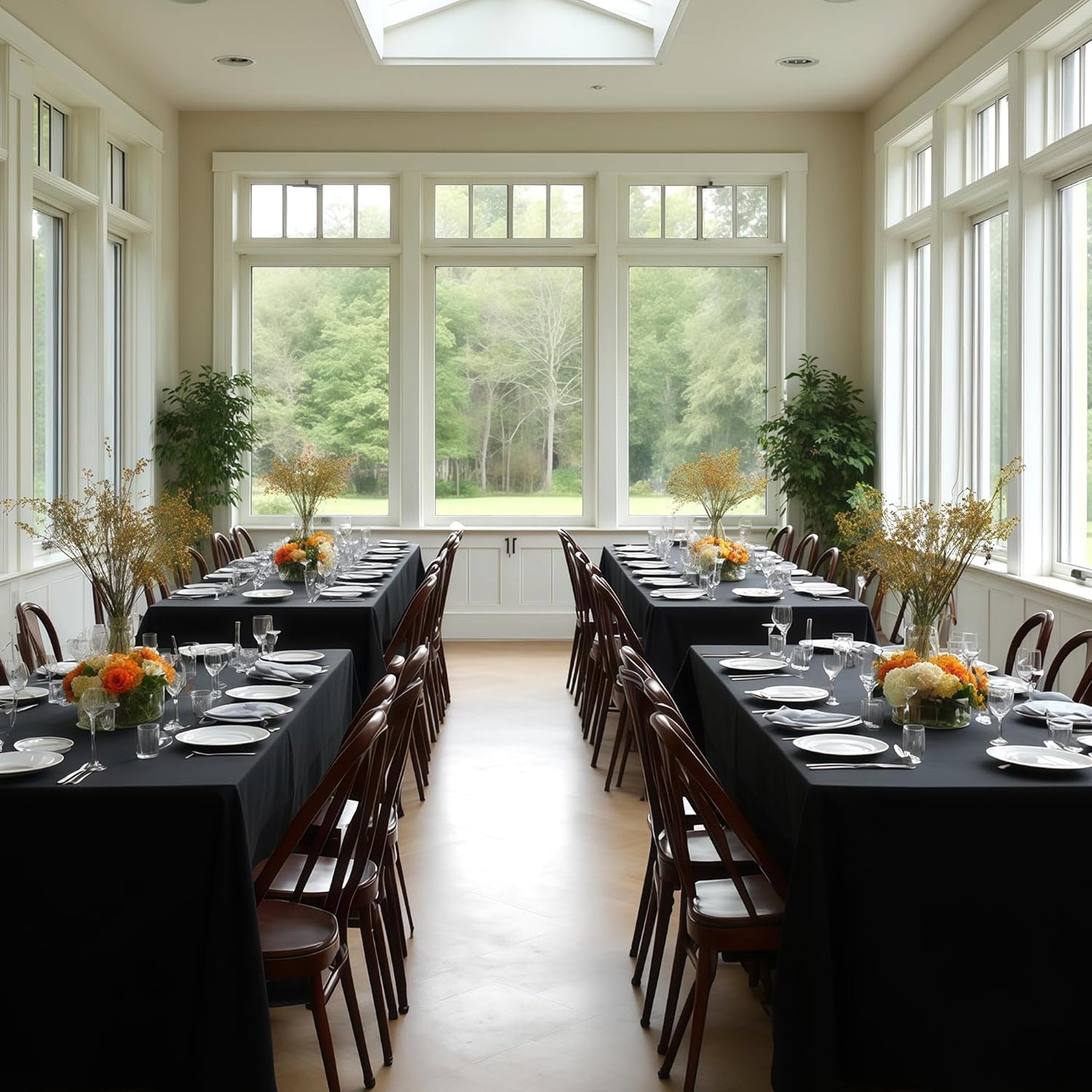 Fitable 8 Pack Rectangle Tablecloths: Stain Resistant Wrinkle Free Fabric Table Clothes, Washable Reusable Polyester Table Covers for Wedding Party Birthday Banquet Reception(Black, 90x132 Inch)