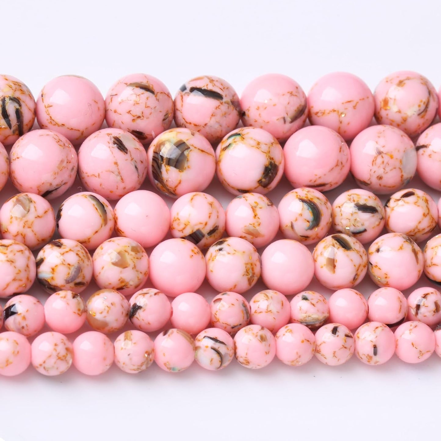 Pink Shell Turquoise Stone Beads Gemstone Round Crystal Energy Jade Beads Stone Beads for Jewelry Making DIY Bracelet Necklace Jewelry Making 1 Strand 15.5inch 4MM