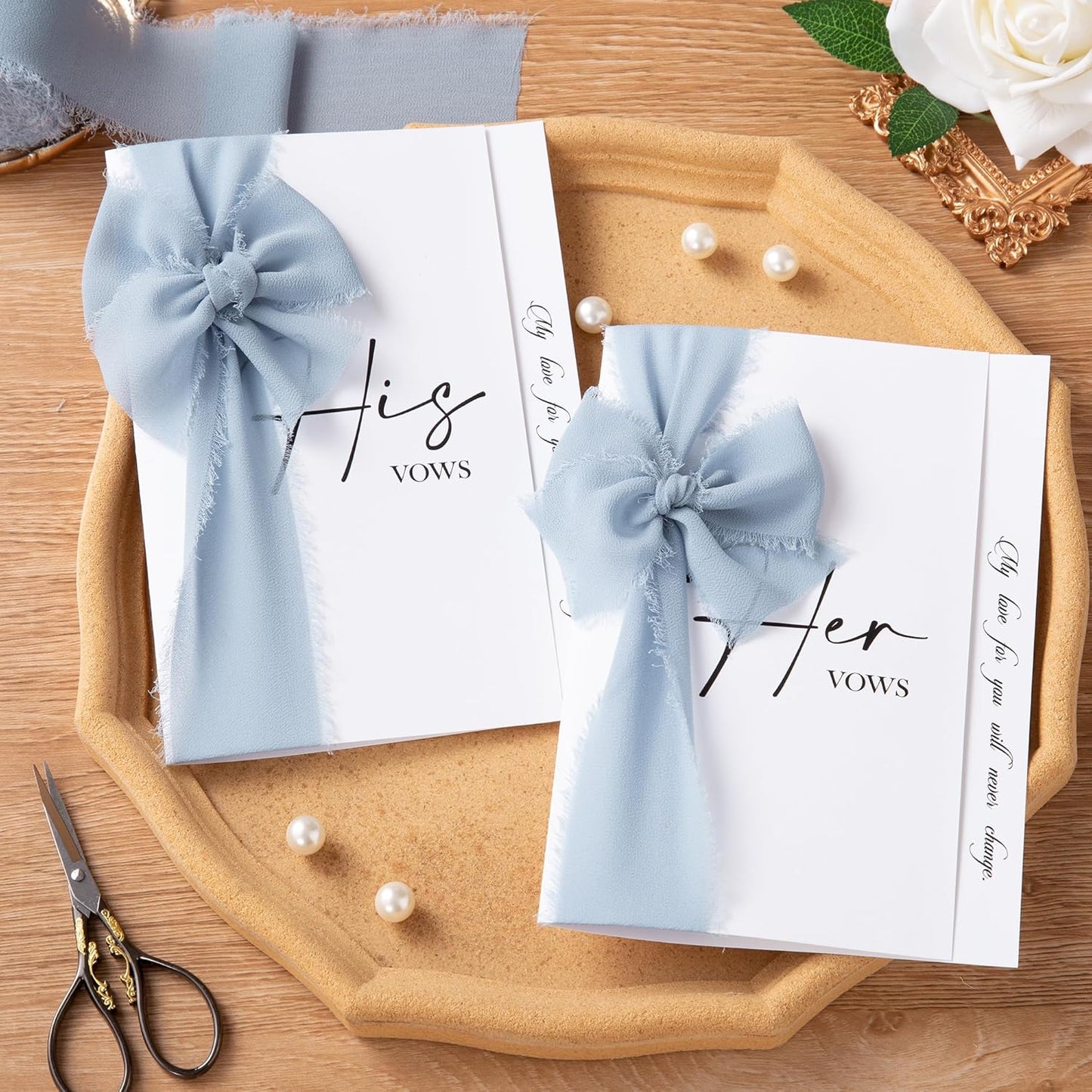 DORIS HOME Dusty Blue Chiffon Ribbon for Flower Bouquet, 2" x21Yd Fabric Ribbon for Gift Wrapping, Handmade Frayed Ribbon for Wedding, Chiffon Silk Ribbon for Christmas Decorations