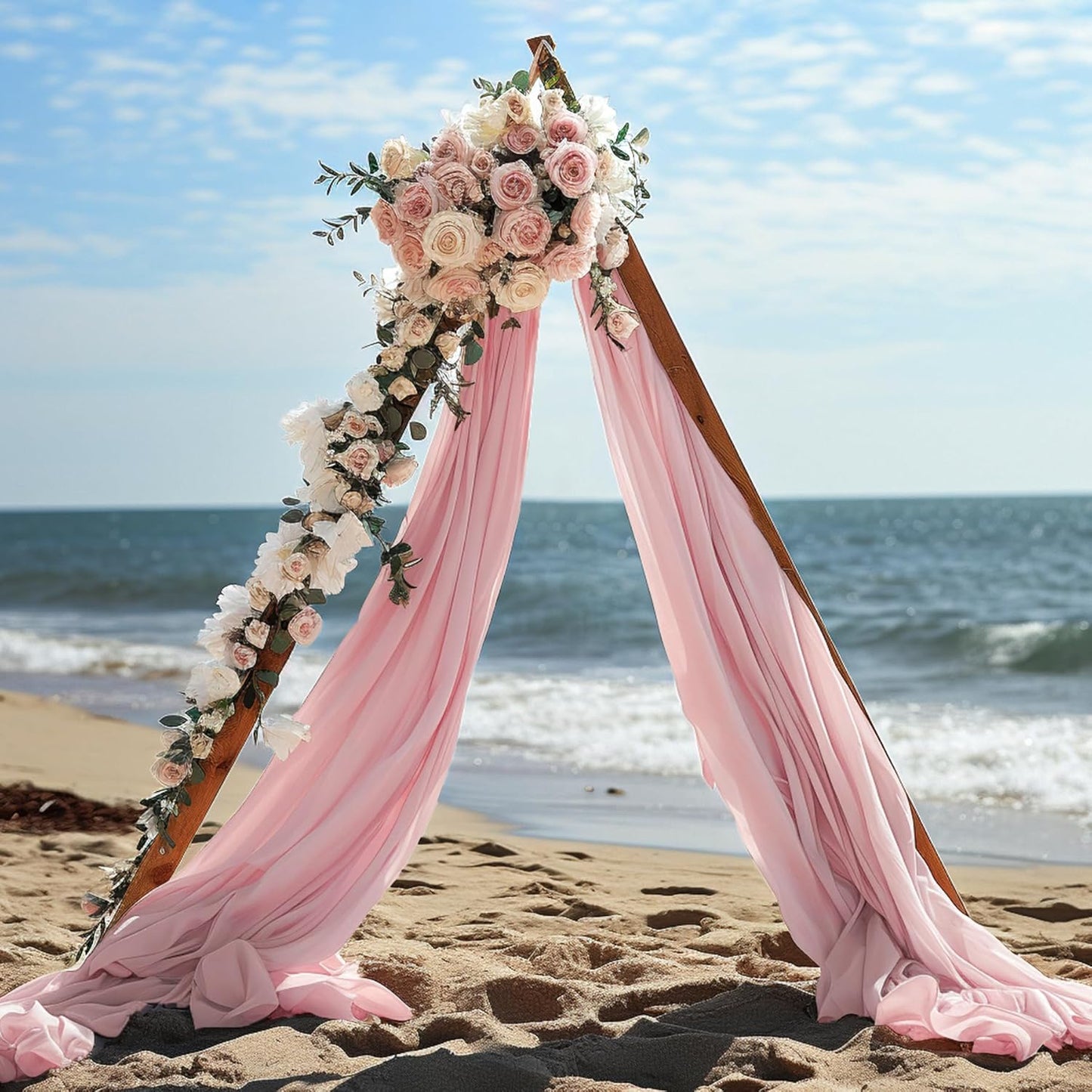 Wedding Arch Draping Fabric, 1 Panel 30" x 20Ft Dusty Rose Sheer Curtain Drapes Extra Wide & Long Backdrop Curtains for Easter Bridal Shower Backdrop Outdoor Party Arches Church Ceremony Decoration