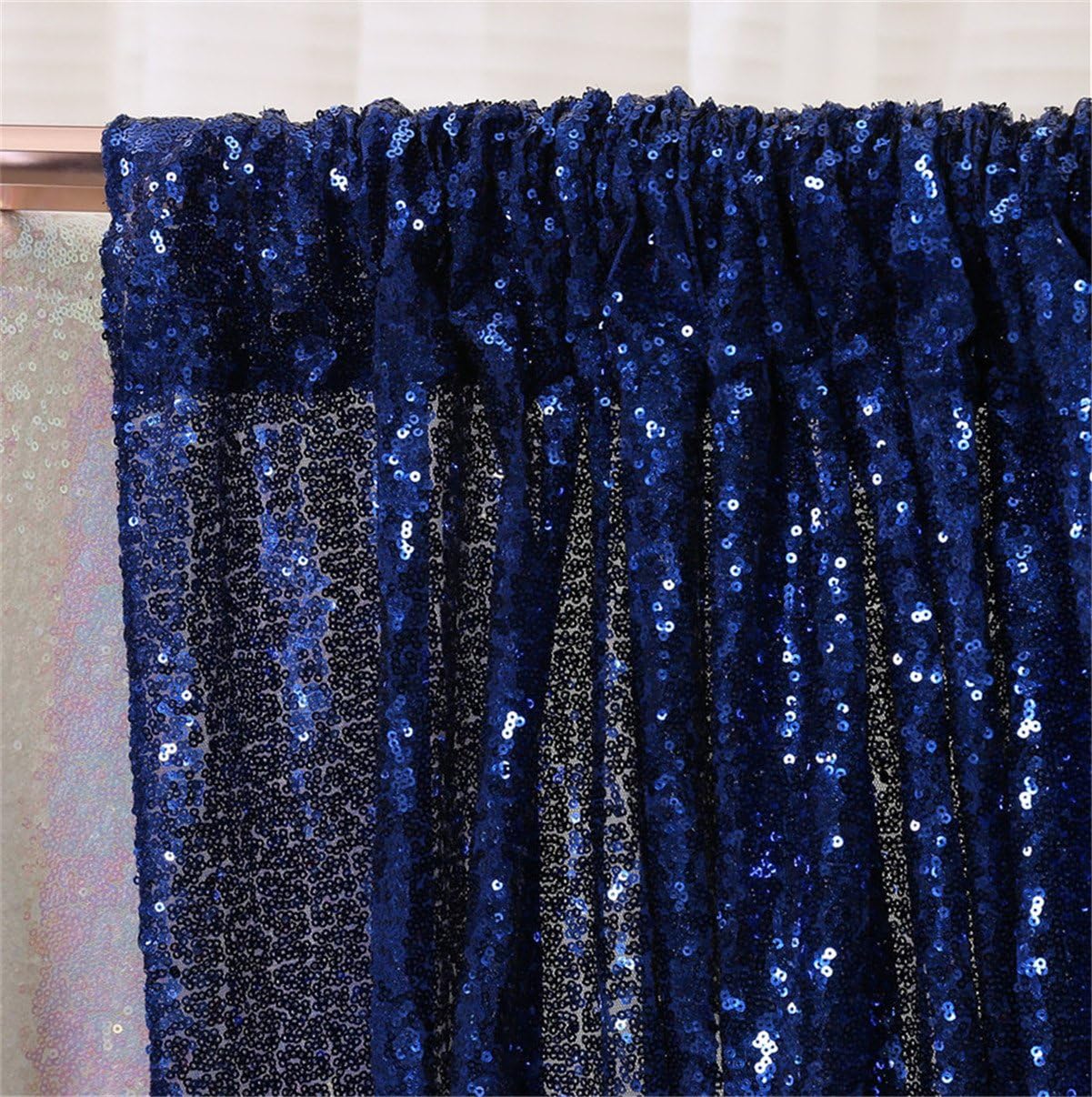 Eternal Beauty Navy Blue Sequin Backdrop, 10x10 Ft Glitter Background Curtains for Shimmer Photography Party Wedding Birthday Independence Day Back Drop Decor