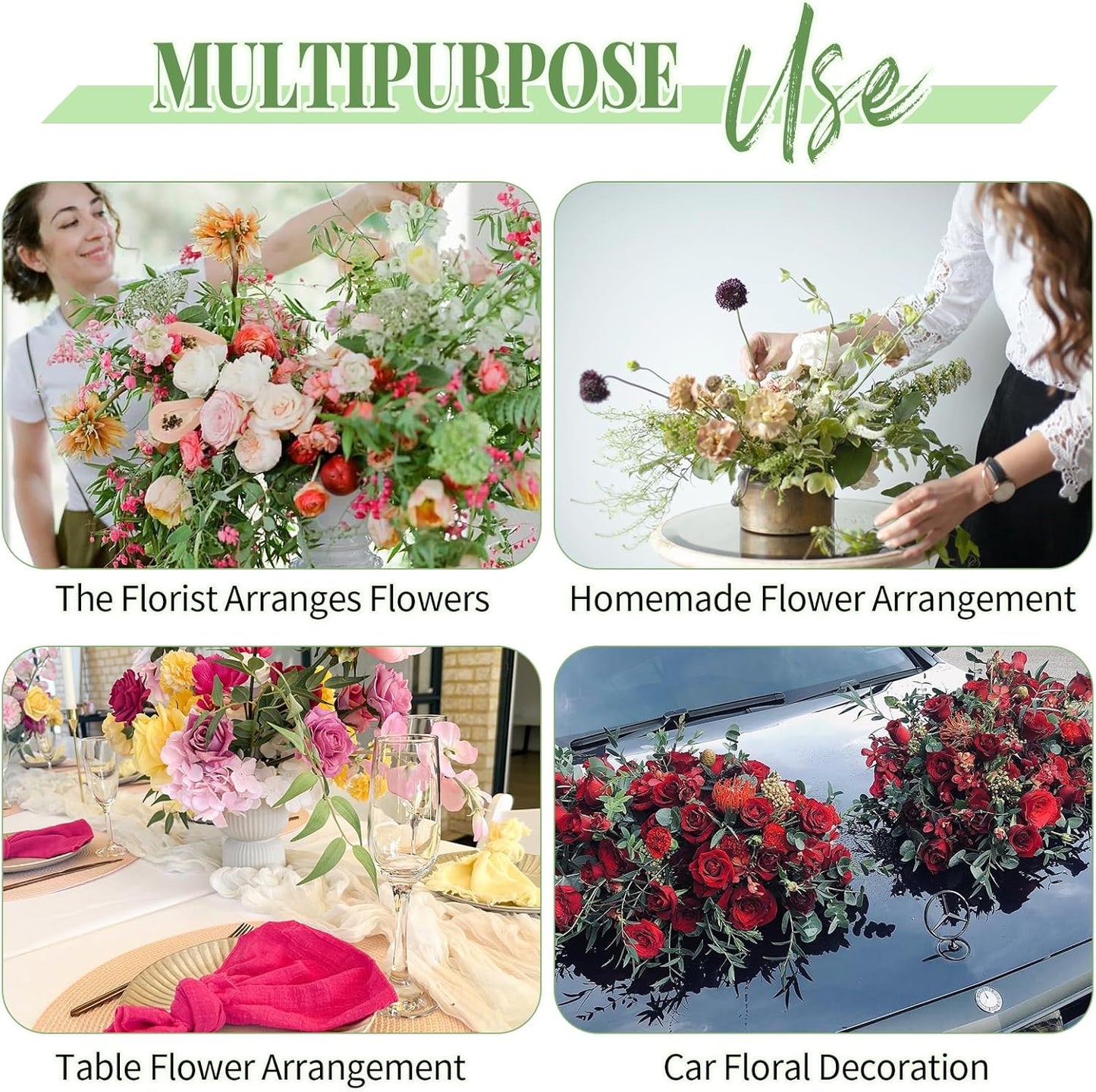 Aktor 24 Pcs Floral Foam Blocks for Fresh & Artificial Flower Arrangement, 8.8” x 4.1” x 2.7” Green Wet Foam for Wedding, Birthdays, Home, Office, and Garden Decorations