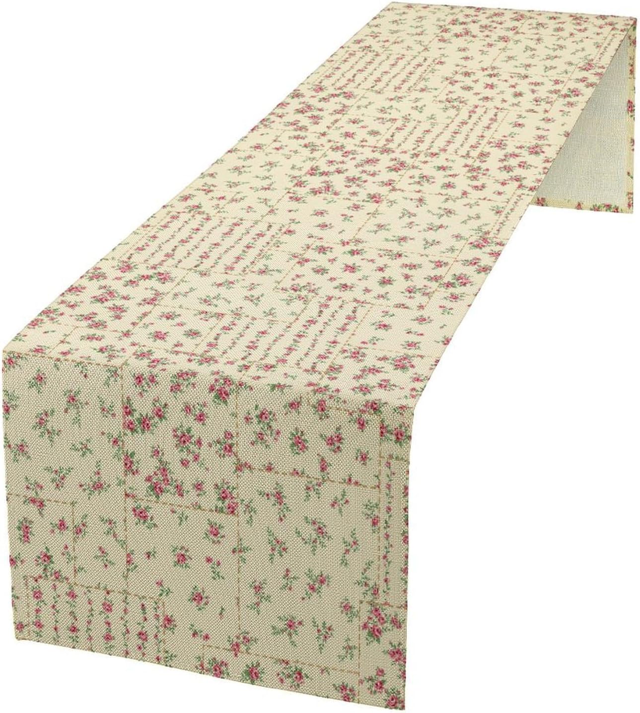 Floral Table Runner, Watercolor Rose Flower Kitchen Table Decoration Vintage Spring Home Tablecloth for Birthday Party Picnic Decoration 13x36 Inch 1PCS