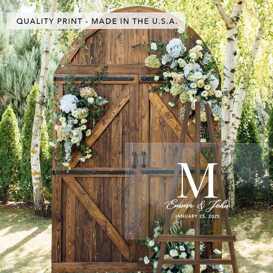 Andaz Press Custom Large Wedding Acrylic Sign, 16 x 24 Inches, Classic Monogram, Personalized Sign, Welcome Sign For Modern Wedding Theme