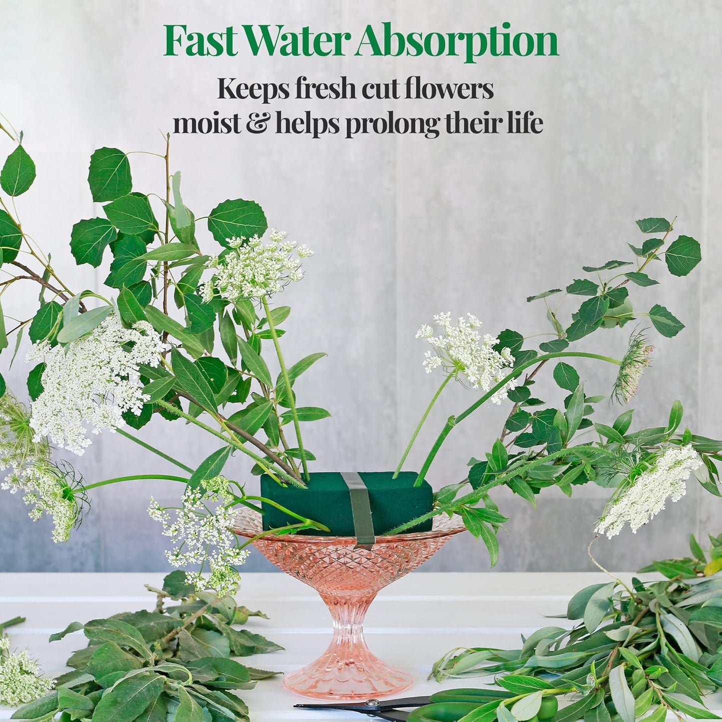 2 Pcs Floral Foam Blocks (Larger Size 9" X 4" X 3" Each) Florist Flower Foam Green Bricks Applied Dry or Wet Flower Foam Bricks Arrangement Supplies for Artificial or Fresh Flowers