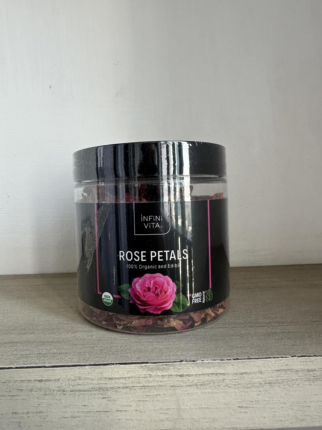 Infini Vita Dried Rose Petals 14g (0.5oz) - Edible Red Rose Tea - Dried Flowers for Cake Decorating, Drinks, Candle, and Soap Making (0.5oz)