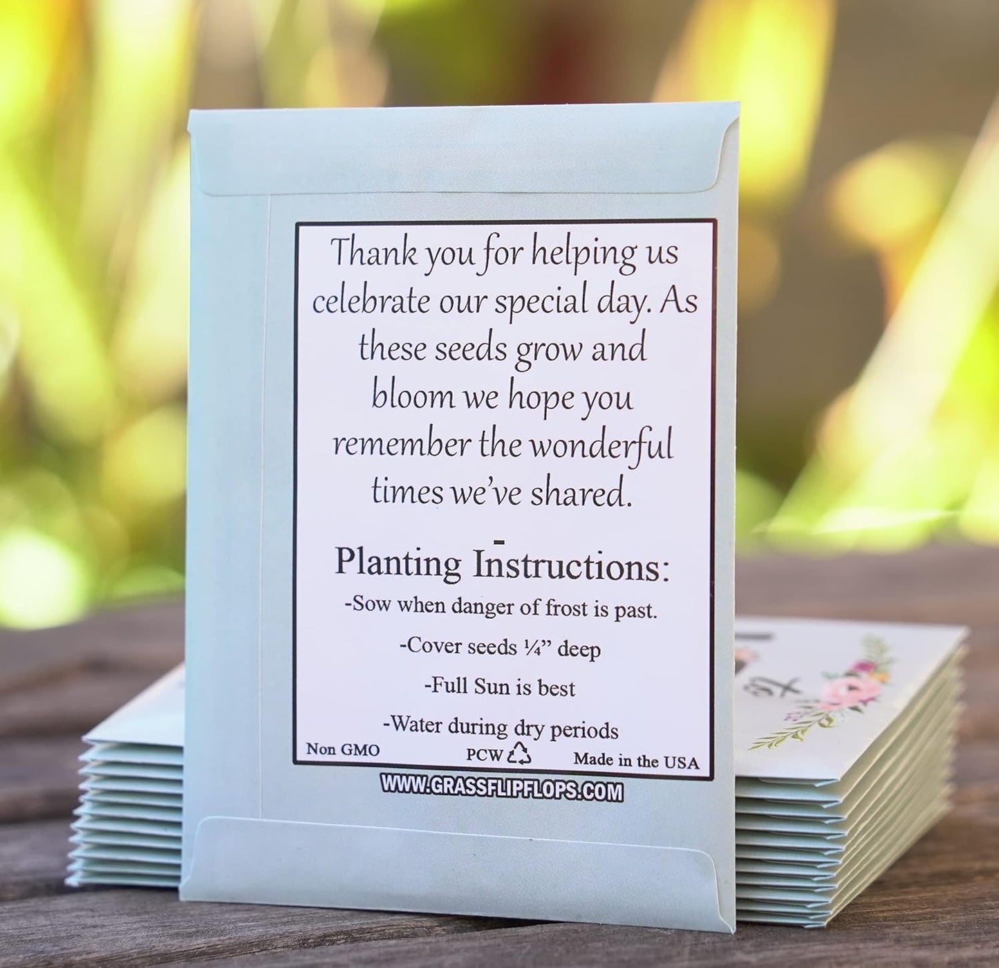 Pre-Filled Wildflower Seed Packet for Wedding Favor Baby Showers Bridal Shower - ''Love Laughter and Happily Ever After'' Party Favors for Guests - Plant Year-Round Seed Mix - Pack of 20