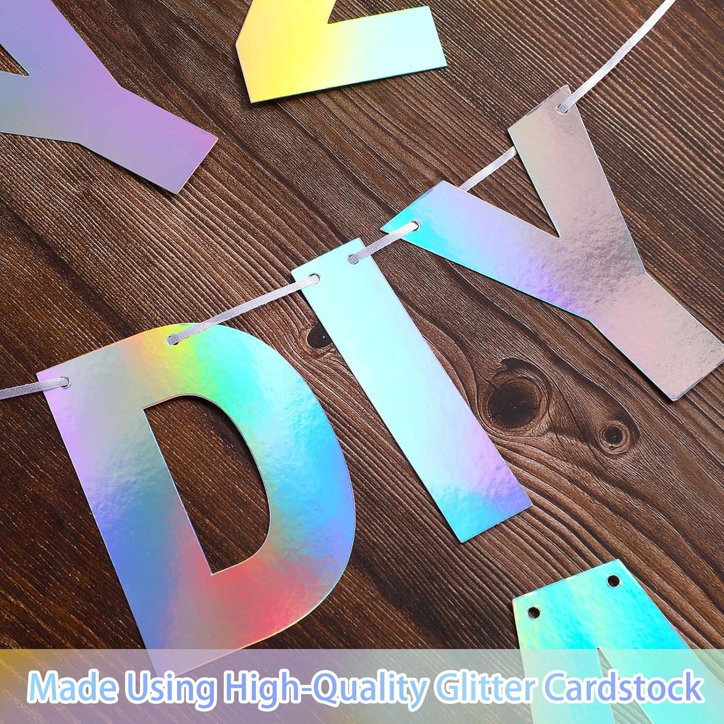 TaoBary 112 Pcs DIY Letter Custom Banner Glitter Customizable Banner Kit Including 107 Letters and Numbers 3 Rope for Valentine Birthday Party(Holographic)