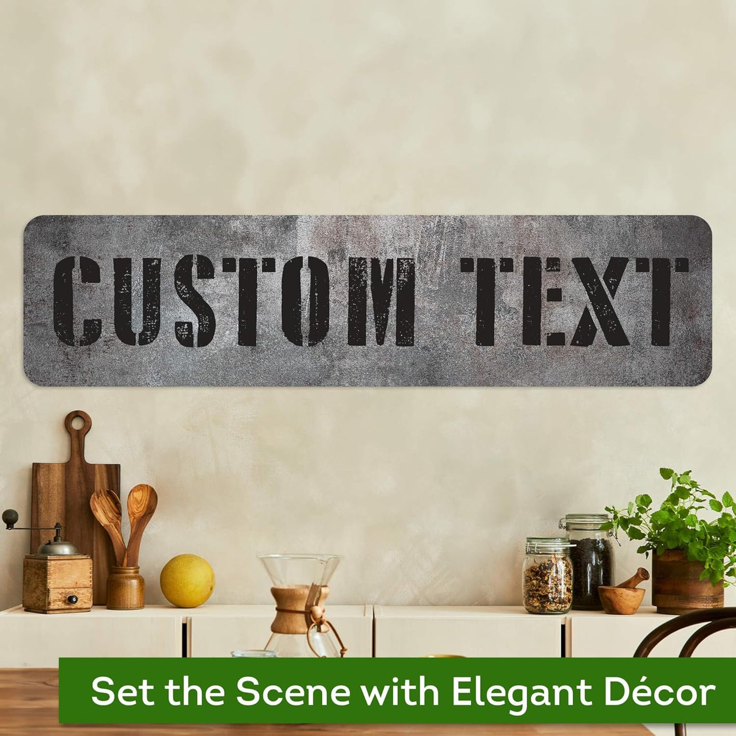 Custom Sign, Custom Street Sign, 11 Font Colors, 13 Font Styles, 4 Hole Options, 22 Sizes, 8x32 Inches, Rust Free DiBound, Fade Resistant, Made in USA by My Sign Center (Grunge Metal)