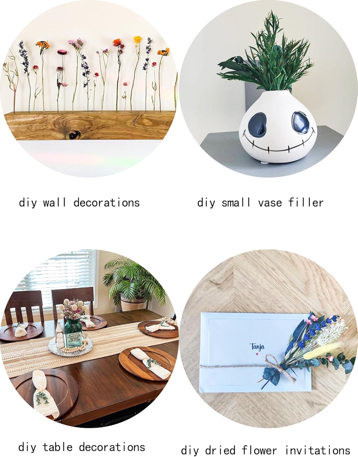 DIY Natural Dried Flower Set, Bulk Dried Flowers for Vase, Dried Flowers with Stems, Dried Roses, Mini Dried Flower Bouquets.(Brown)