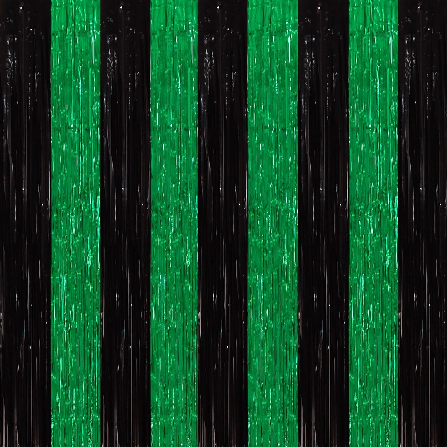 TONIFUL 2Pcs Black Green Door Streamers,Green Photo Booth Backdrop,Metallic Streamers Green Foil Fringe Curtains for Birthday,Christmas,New Year,St. Patrick's Day Party Streamers Decor