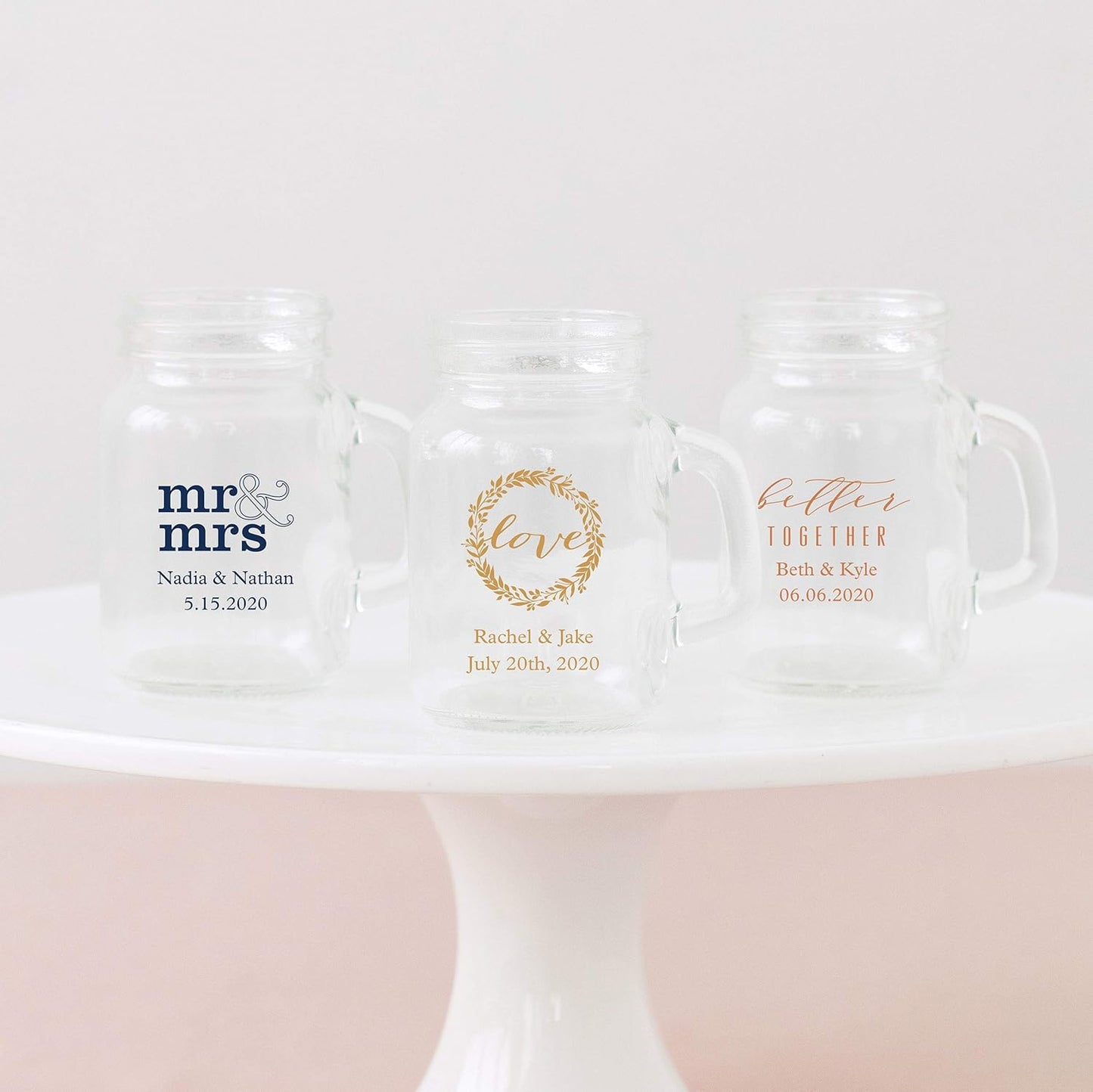WEDDINGSTAR Personalized 4oz Mini Mason Jar Shot Glass Customizable Full Color Print - 144 pack