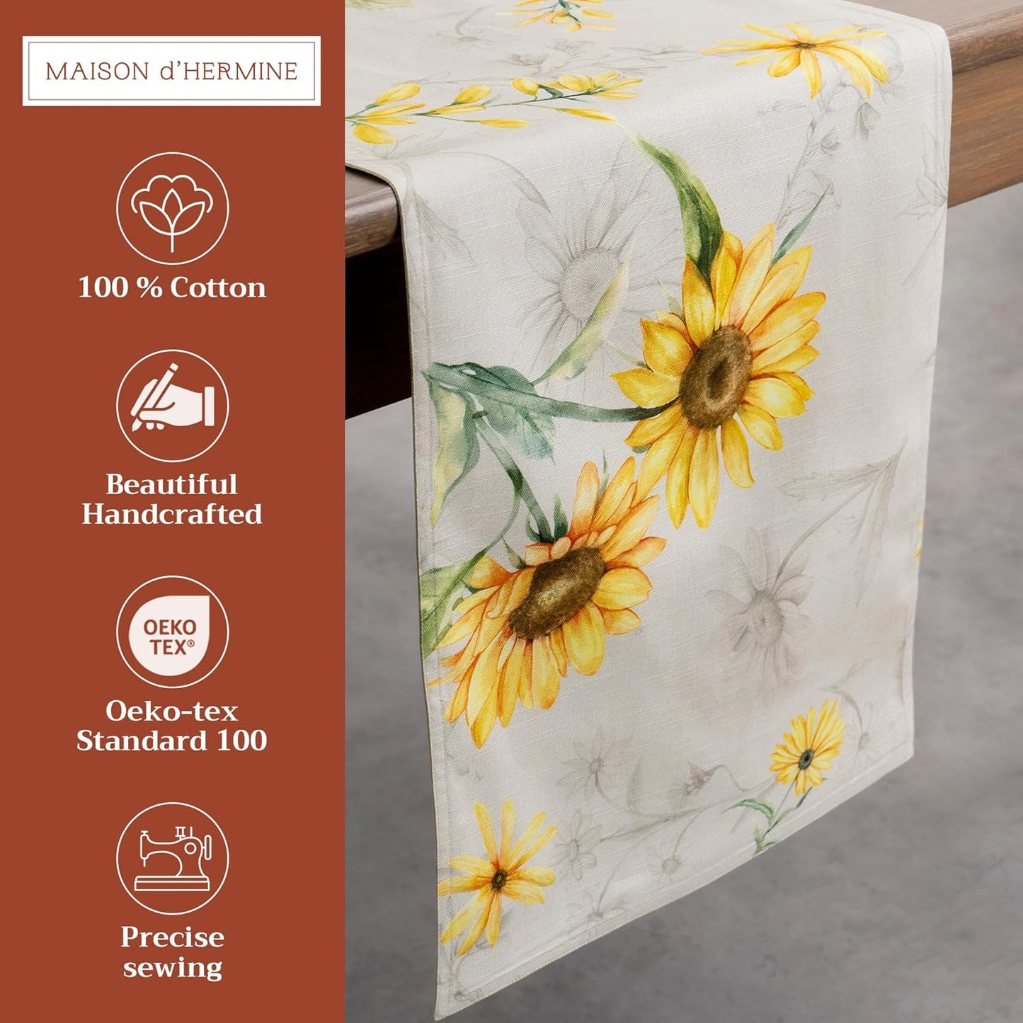 Maison d' Hermine Table Runner 100% Cotton Double Layer Table Runners 72 inches Long Decorative for Home Kitchen Dining Party Baby Shower Wedding Bridal Shower Spring Summer (Candice, 14.50" x 72")