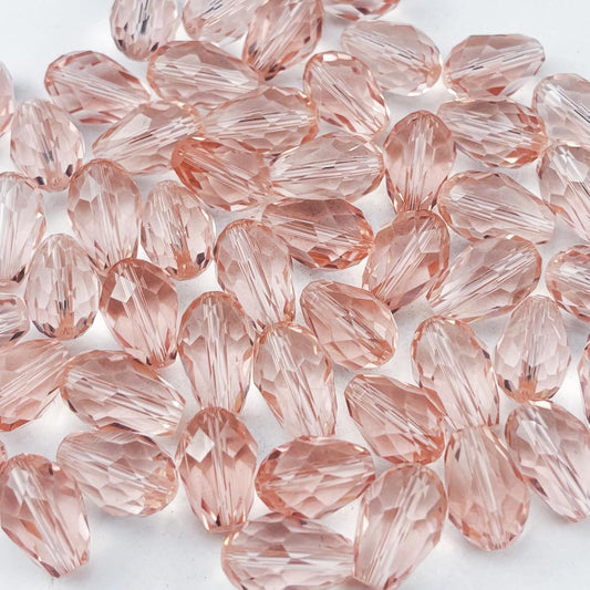 200pcs 3x5mm Teardrop Crystal Glass Beads for Jewelry Making, Faceted Vertical Hole Teardrop Glass Spacer Beads for Wind Chimes Bracelet Earring Necklace DIY Craft(Pink)