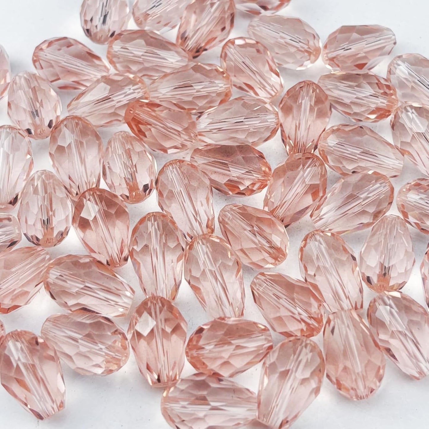 100pcs 8x12mm Teardrop Crystal Glass Beads for Jewelry Making, Faceted Vertical Hole Teardrop Glass Spacer Beads for Wind Chimes Bracelet Earring Necklace DIY Craft(Pink)
