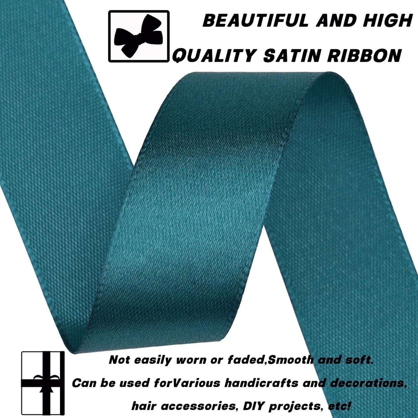 Greenish Blue Ribbon 7/8 Inch 30 Yards Satin Craft Ribbon-Single Face Polyester Ribbon for Handmade Roses,Gift Wrapping,Timeless Flower,Bouquets,Wedding and Party Decoration