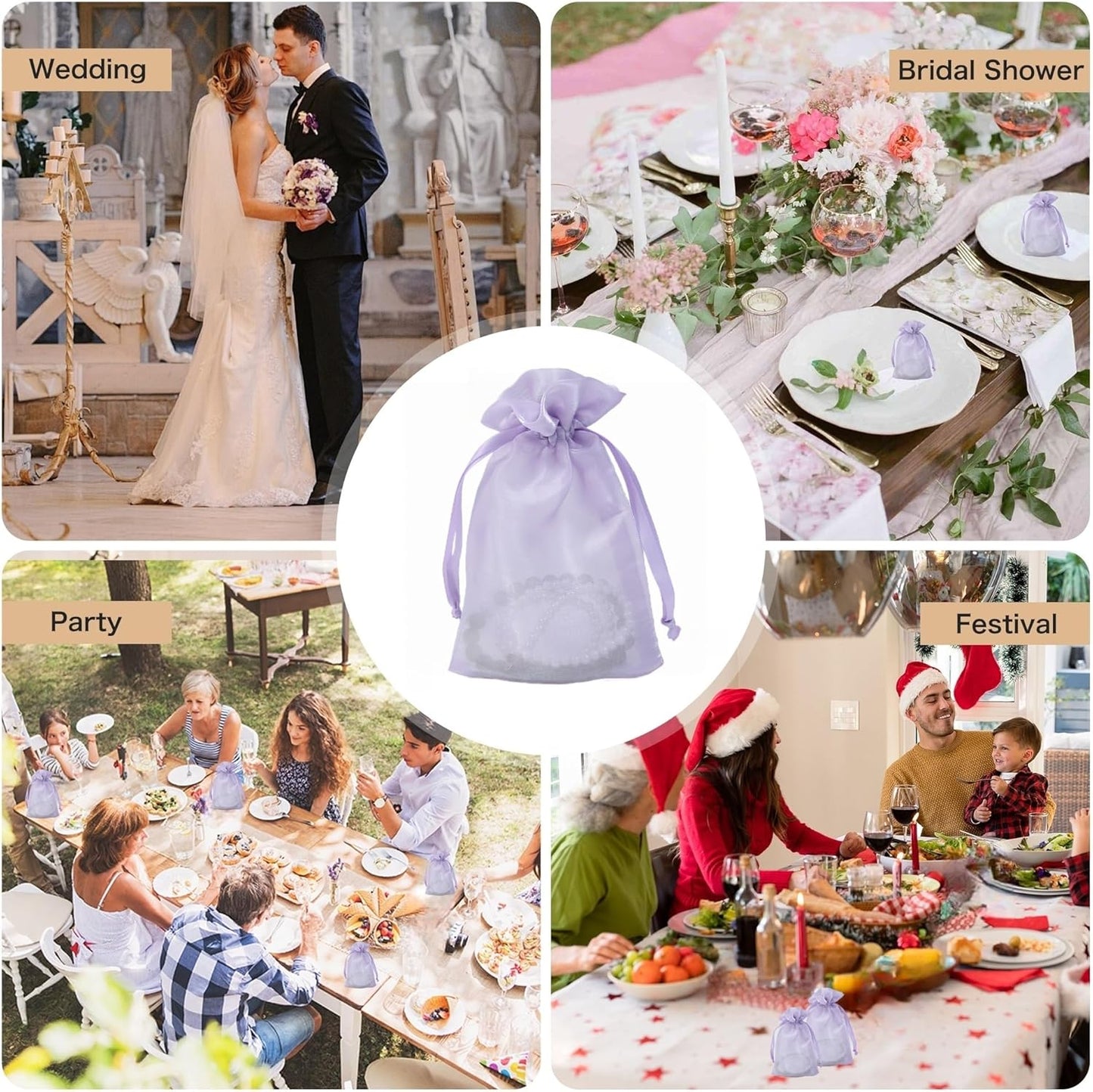 20 Pcs Lilac Purple Small Organza Bags 3X4 inch for Wedding Favors with Drawstring, Mini Mesh Gift Bags Jewelry Pouch for Candy Bridal Shower Party Favor Baby Shower Christmas