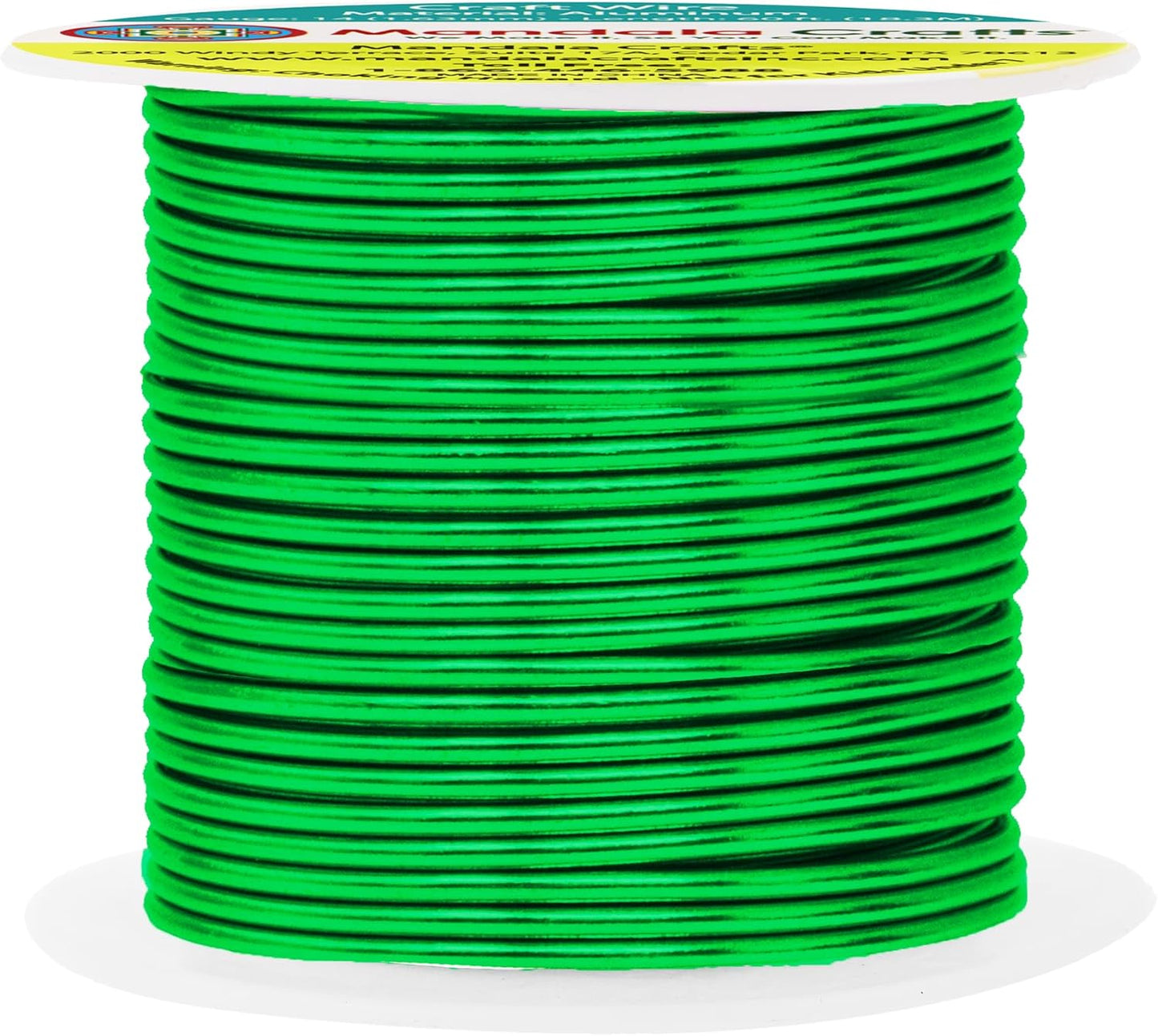 Mandala Crafts 14 Gauge Anodized Aluminum Craft Wire for Jewelry Making - 60 FT Colored Flexible Kelly Green Wire - Bendable for Bonsai Armature Crafting Sculpting