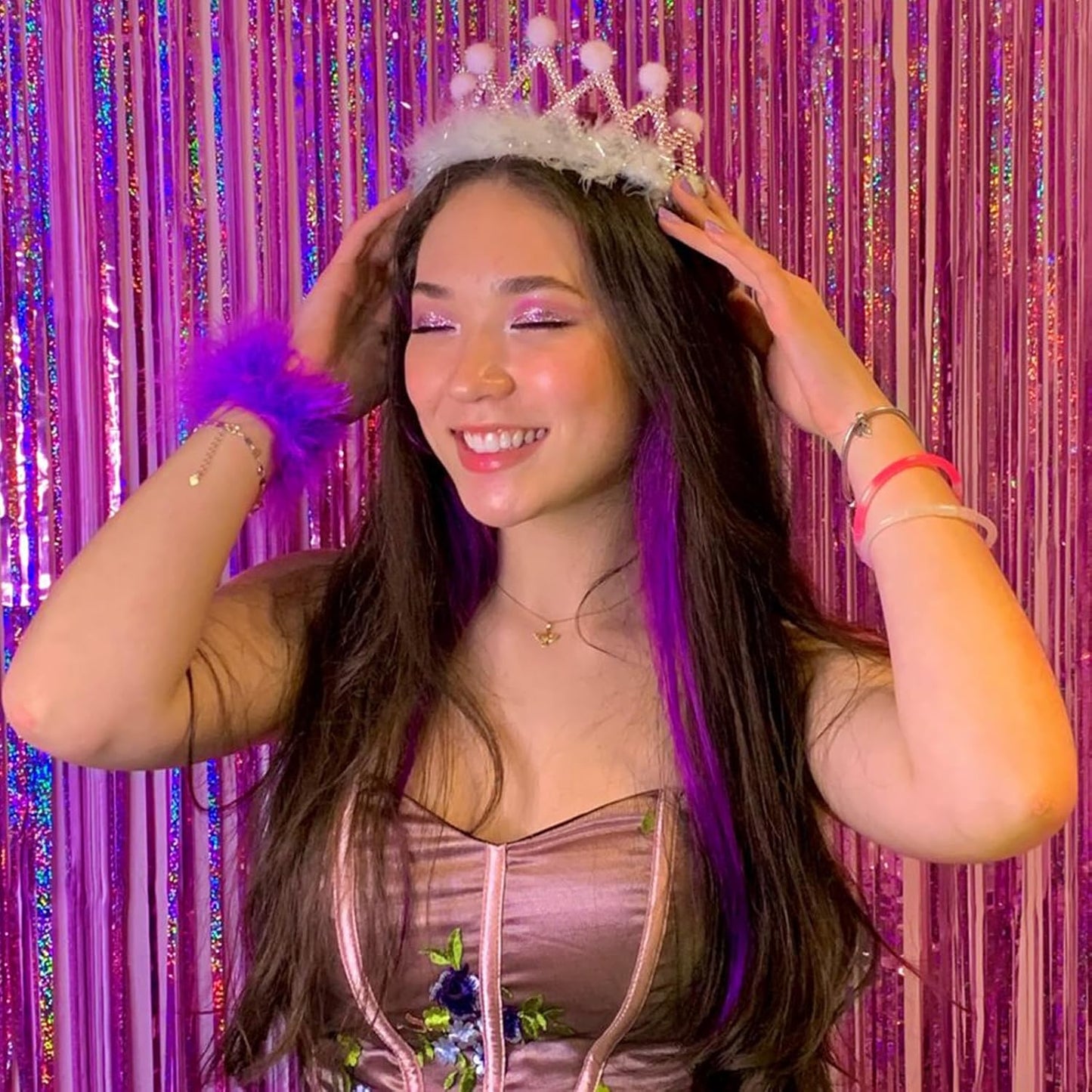 CANREVEL 2 Pack 3.3x8.2 Feet Hot Pink Foil Fringe Backdrop Curtains, Glitter Tinsel Streamers Birthday Party Decorations, Fringe Backdrop for Bachelorette Engagement Wedding Baby Bridal Shower Party