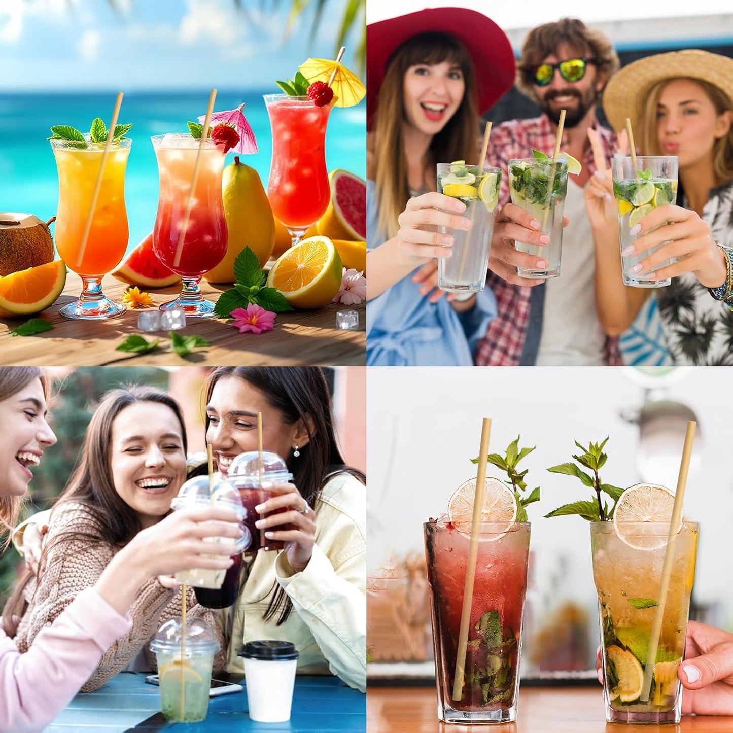 Brown Kraft Paper Straws for Drinking 7.75" x 0.24" - 100 Counts, for Bar, Restaurant, Food Supply, Catering