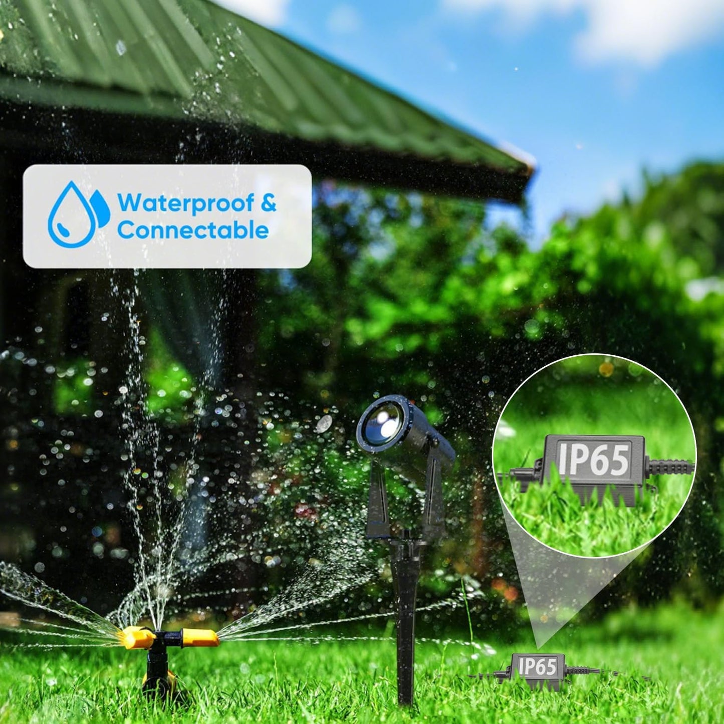 SUNTHIN Outdoor Landscape Lighting, 10 Pack Outdoor Spot Lights with Transformer for Yard, Plant, Lawn, Tree, Flags, House, Garden, Fence Use, IP65 Waterproof & Connectable