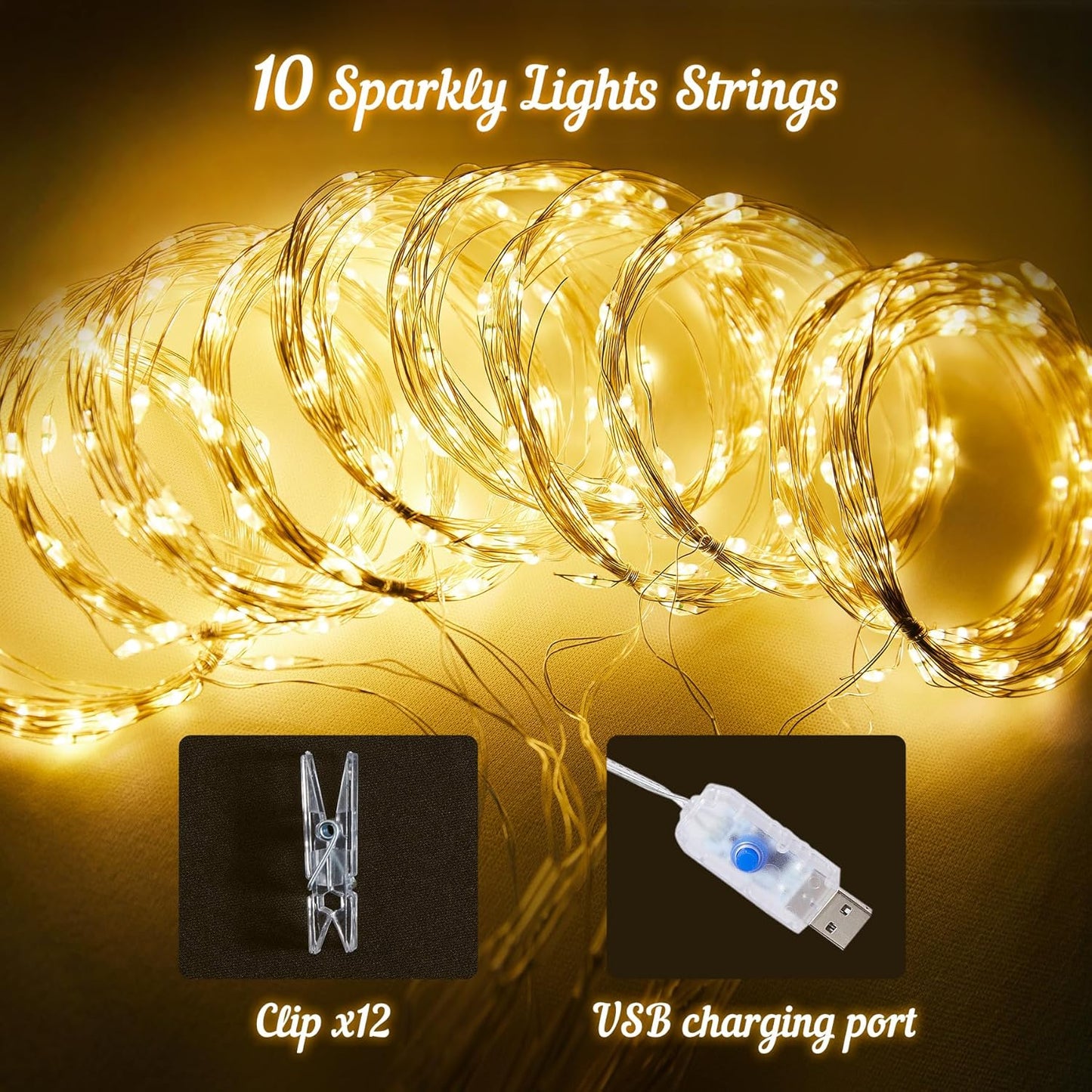 10ft x 8ft Champagne Sheer Tulle Backdrop Curtains with Lights String Wedding Backdrop for Reception Ceremony Birthday Party Baby Shower Photo Booth Background Decoration