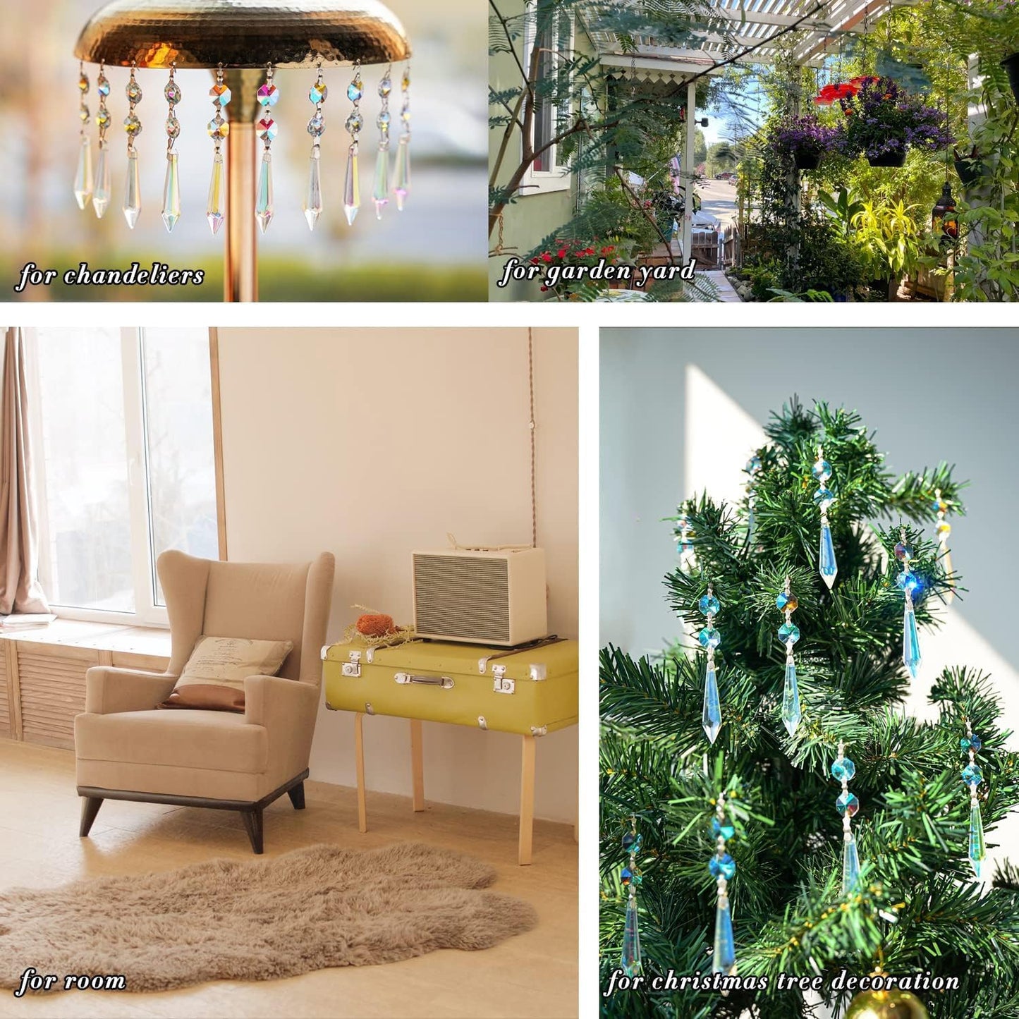 20pcs 55mm Chandelier Icicle Crystal Prism Suncatcher,Chandelier Crystals Replacement,Crystals for Chandeliers with Hooks for Windows Wedding Lamp Decoration(AB Colors)