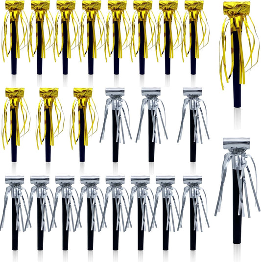 24 Pieces Party Squawkers Christmas Party Blowers Noise Makers for New Year Party Favor Supplies, Silver, Gold