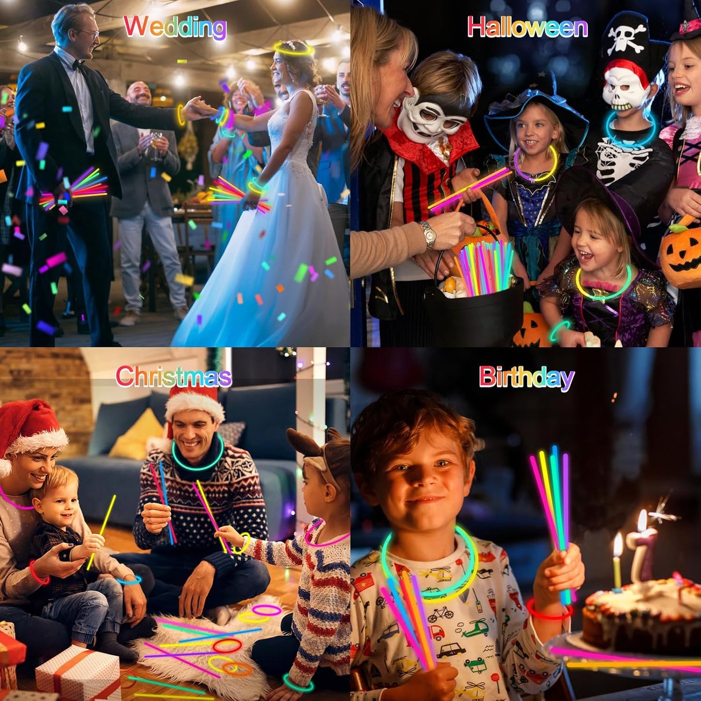 Halloween Glow Sticks Bulk Party Pack- Ultra Bright 500pk Glow in the Dark Party Favors, Glow Decorations, Neon Party Glow Necklaces and Glow Bracelets with Connectors