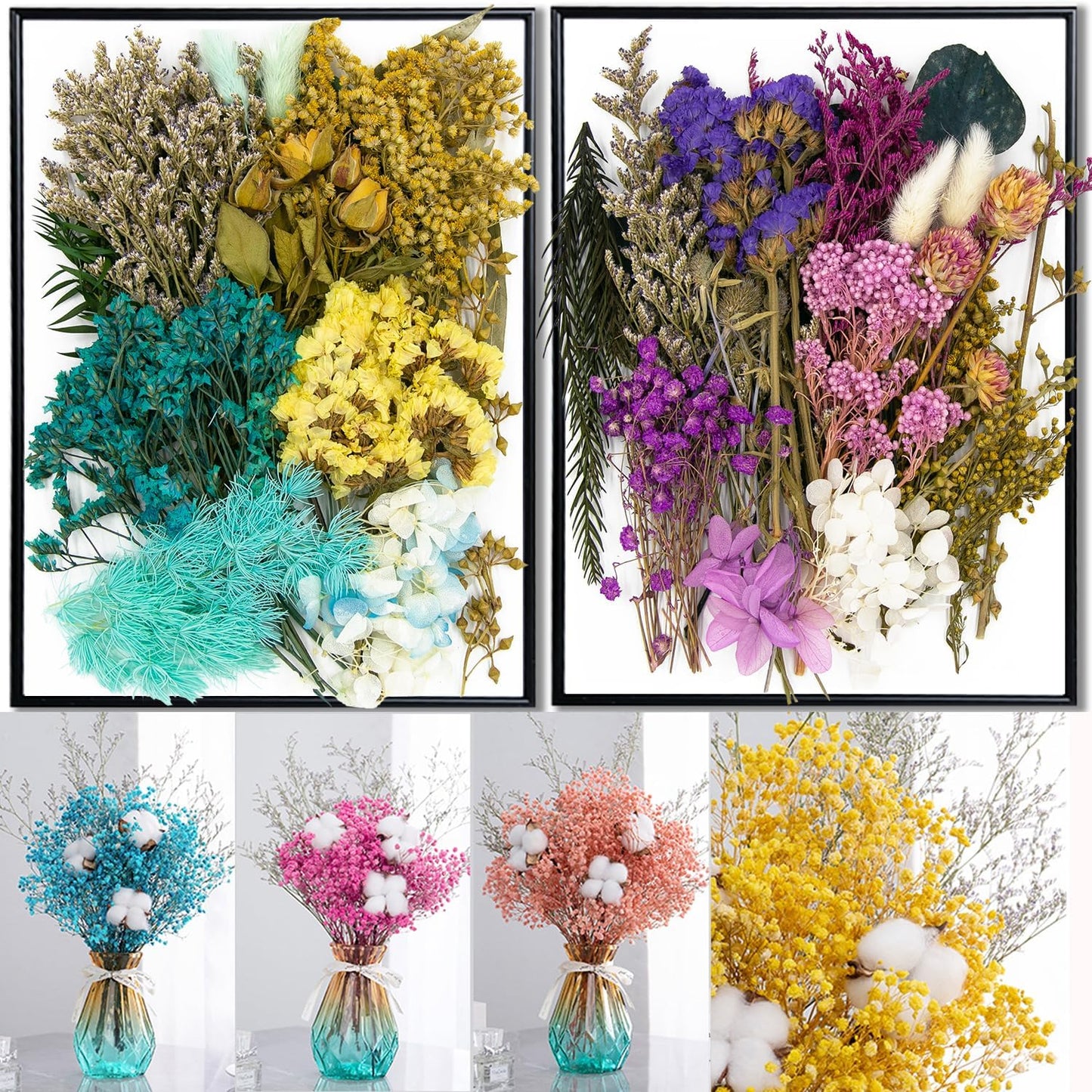 Vignee Real Dried Pressed Leaf Flowers-Multiple Colorful Pressed Flowers Daisies for Craft Resin Jewelry Making Art Craft DIY（Red）