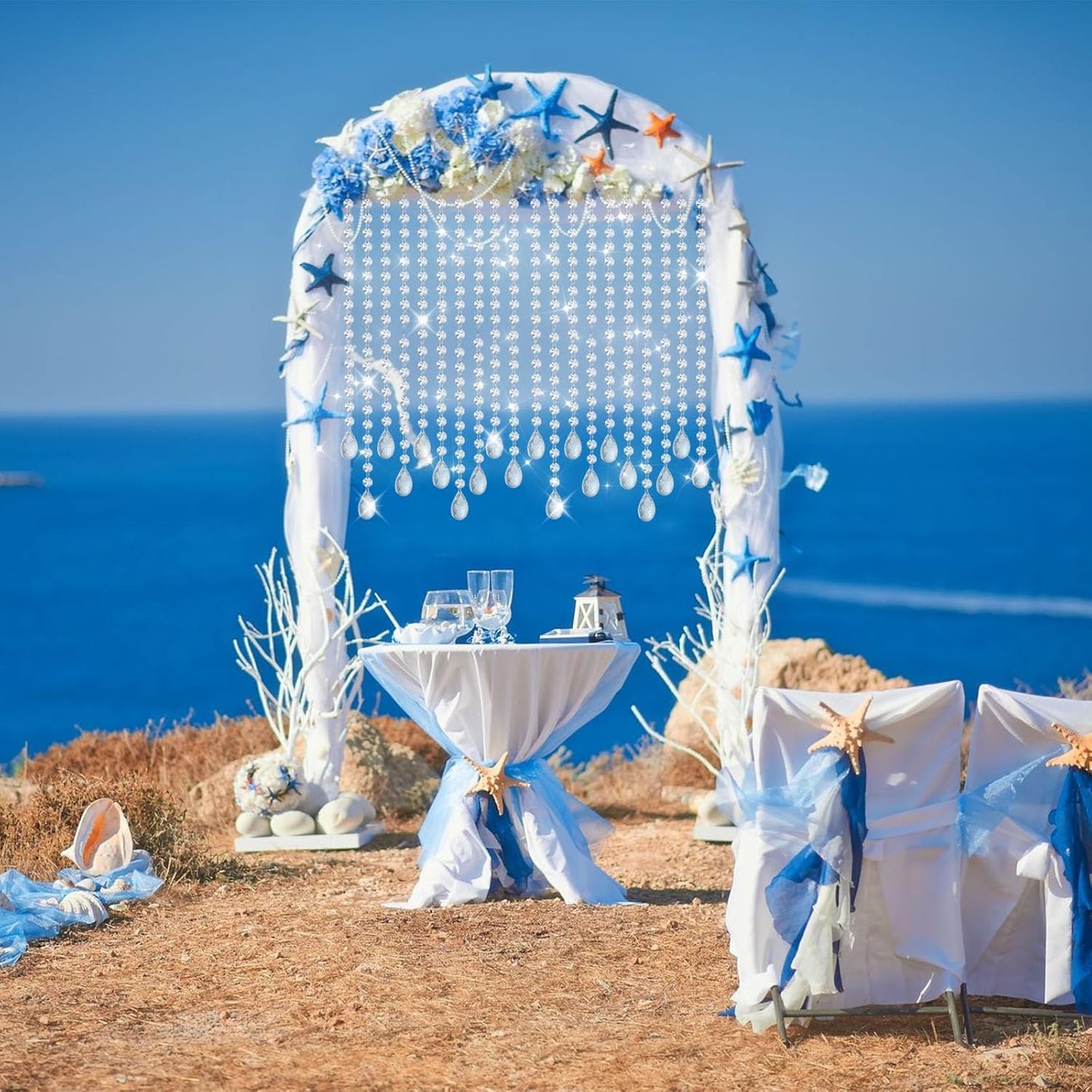 10 PCS Crystal Garland Strands, 33ft Hanging Crystal Strings for Window Curtains Doorway Decorations, Acrylic Clear Water Drop Crystal Ornaments for Christmas Tree, Wedding Party Home Chandelier Decor